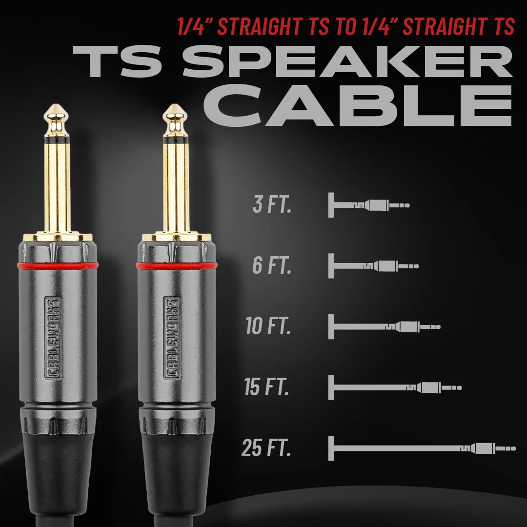 By Gator Cases Headliner Series Premium 15 Foot TS Speaker Cable, (GCWH-SPK-15) 15 Feet 1/4" TS - Image 5