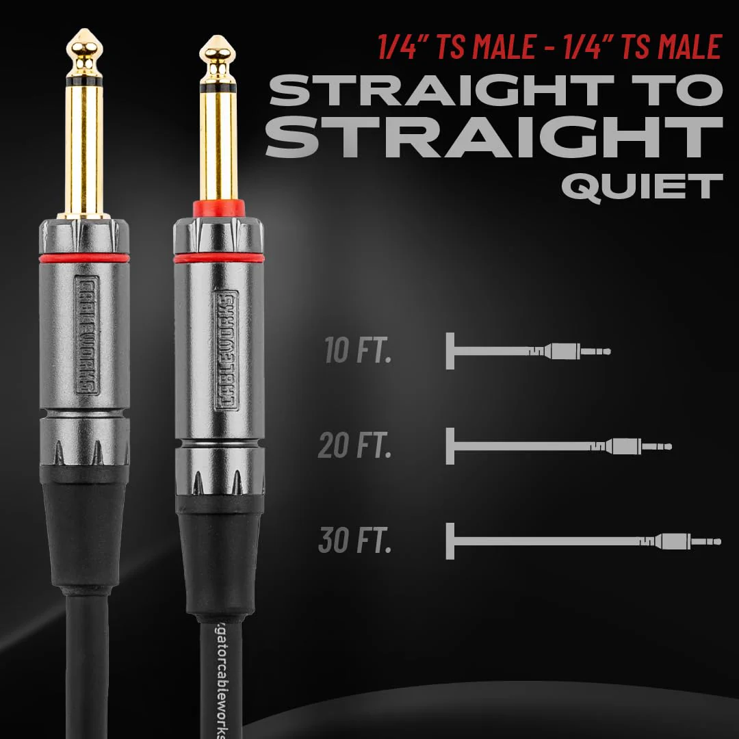 by Gator Cases Headliner Series Premium 20 Ft Straight to Straight Guitar Instrument Cable with Quiet Switch Technology (GCWH-INS-20QT) 20 Feet Quiet - Straight - Image 5