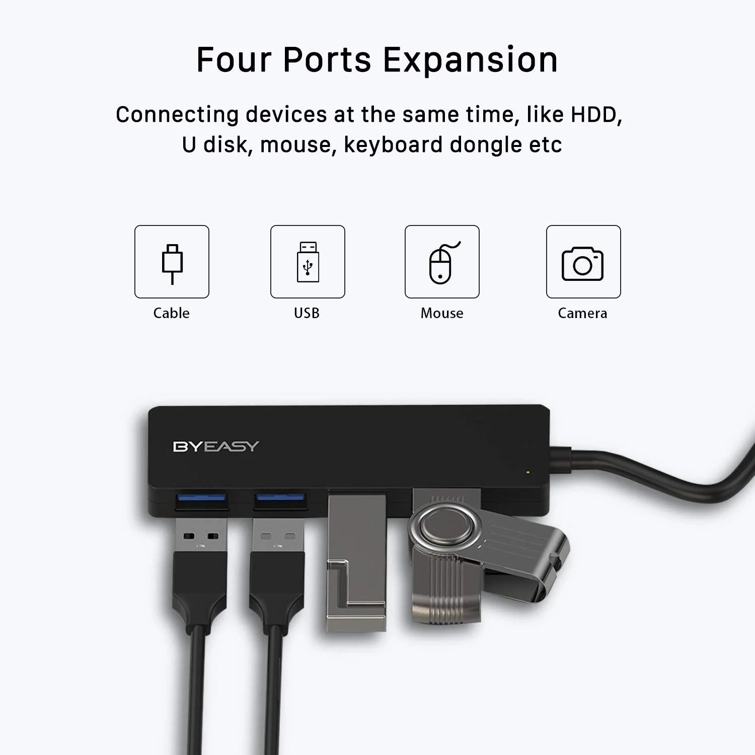 BYEASY USB Hub, 4 Port USB 3.0 Hub, Ultra Slim Portable Data Hub Applicable for iMac Pro, MacBook Air, Mac Mini/Pro, Surface Pro, Notebook PC, Laptop, USB Flash Drives, and Mobile HDD (Leather Black) - Image 4