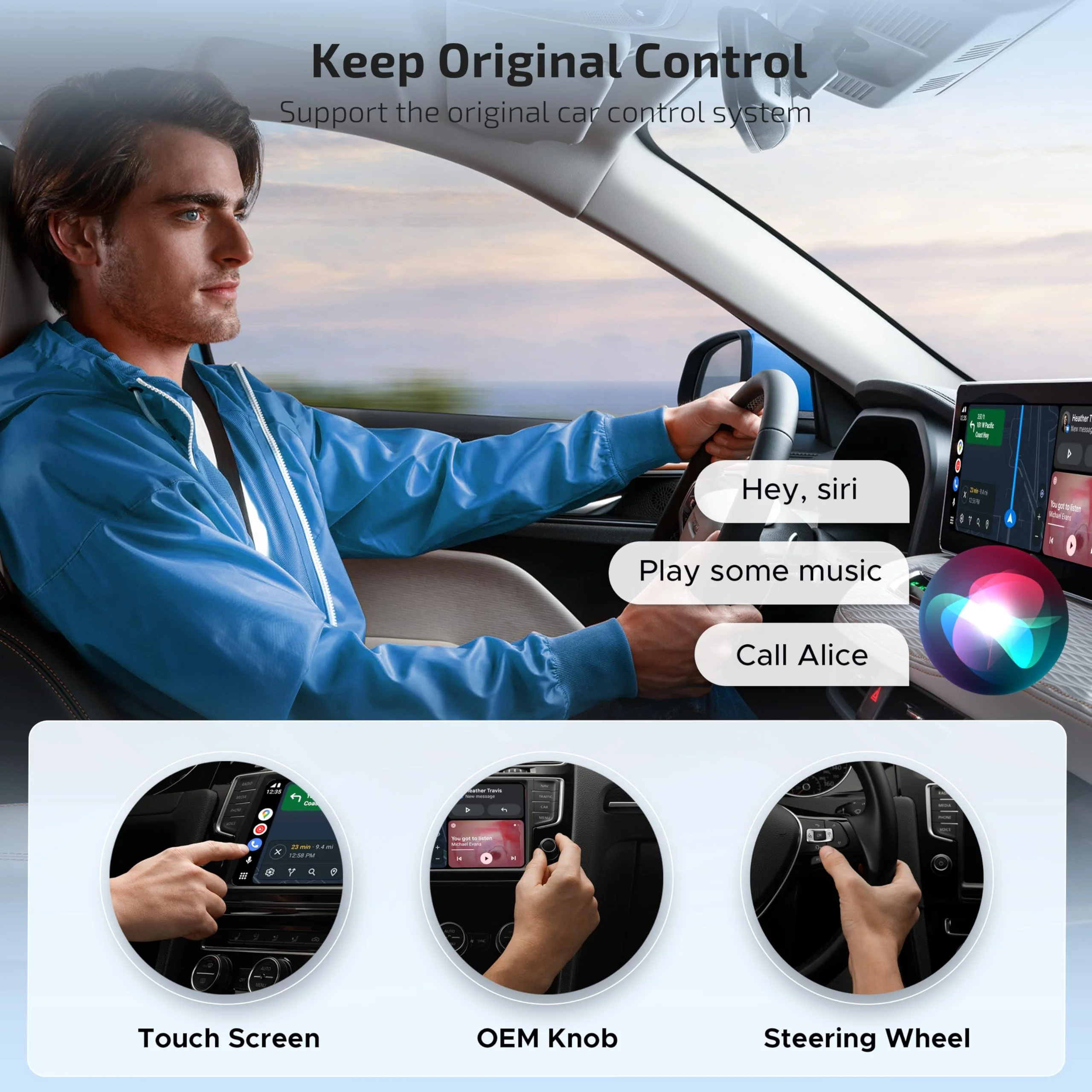ByteWave Wireless Android Auto & CarPlay Adapter 2-in-1 Converts Wired to Wireless 2025 Upgraded, Plug-and-Play Dongle with Low Latency, Connect for iOS10+/Android 11+ Cars - Brown - Image 4
