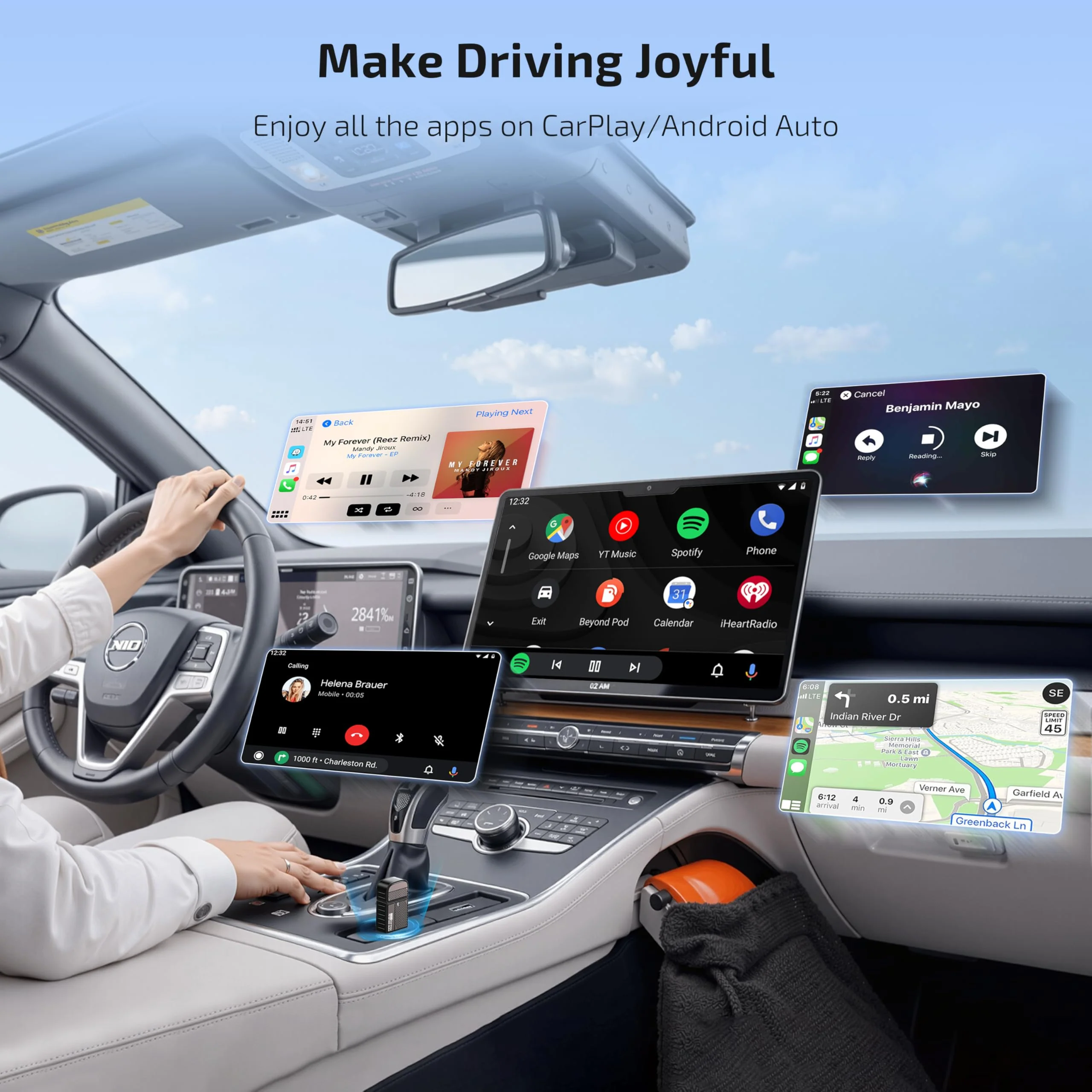 ByteWave Wireless Android Auto & CarPlay Adapter 2-in-1 Converts Wired to Wireless 2025 Upgraded, Plug-and-Play Dongle with Low Latency, Connect for iOS10+/Android 11+ Cars - Brown - Image 5
