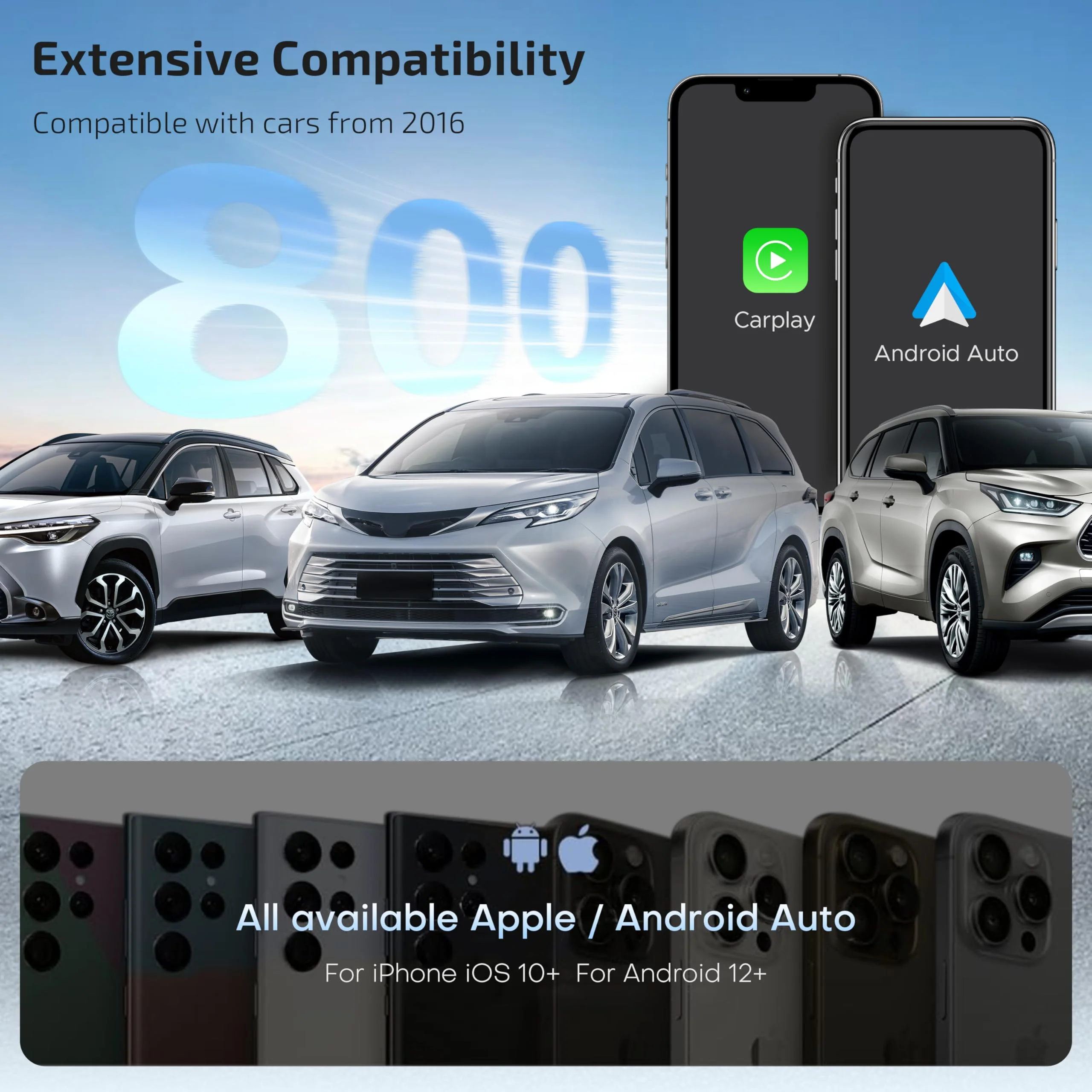 ByteWave Wireless Android Auto & CarPlay Adapter 2-in-1 Converts Wired to Wireless 2025 Upgraded, Plug-and-Play Dongle with Low Latency, Connect for iOS10+/Android 11+ Cars - Brown - Image 7