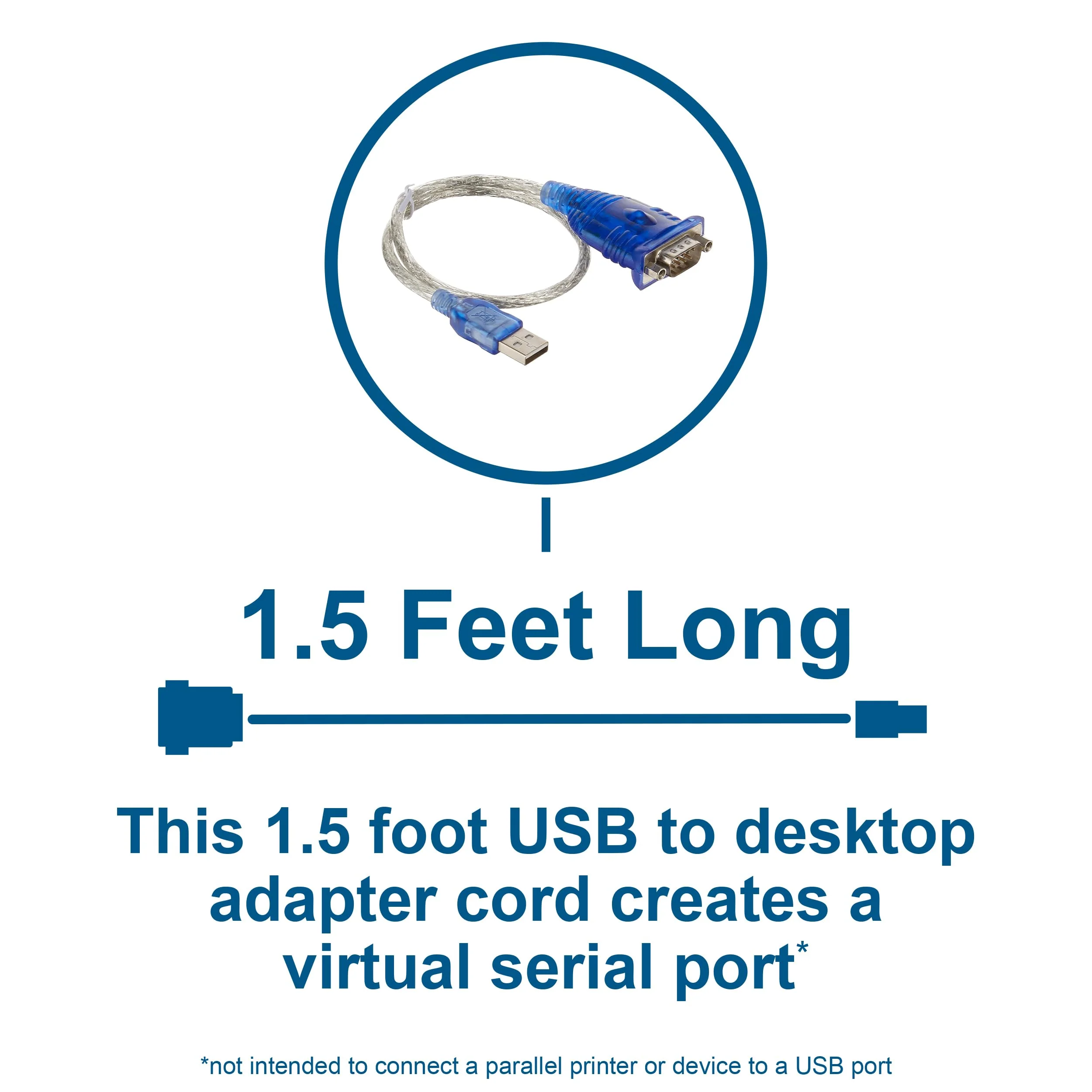 C2G Legrand USB to DB9 Serial Adapter Cable, Adapter Cable, USB to Desktop Adapter, 1.5 Foot Adapter Cord, Gray, 1 Count, C2G 26886 USB to DB9 Male Adapter - Image 6