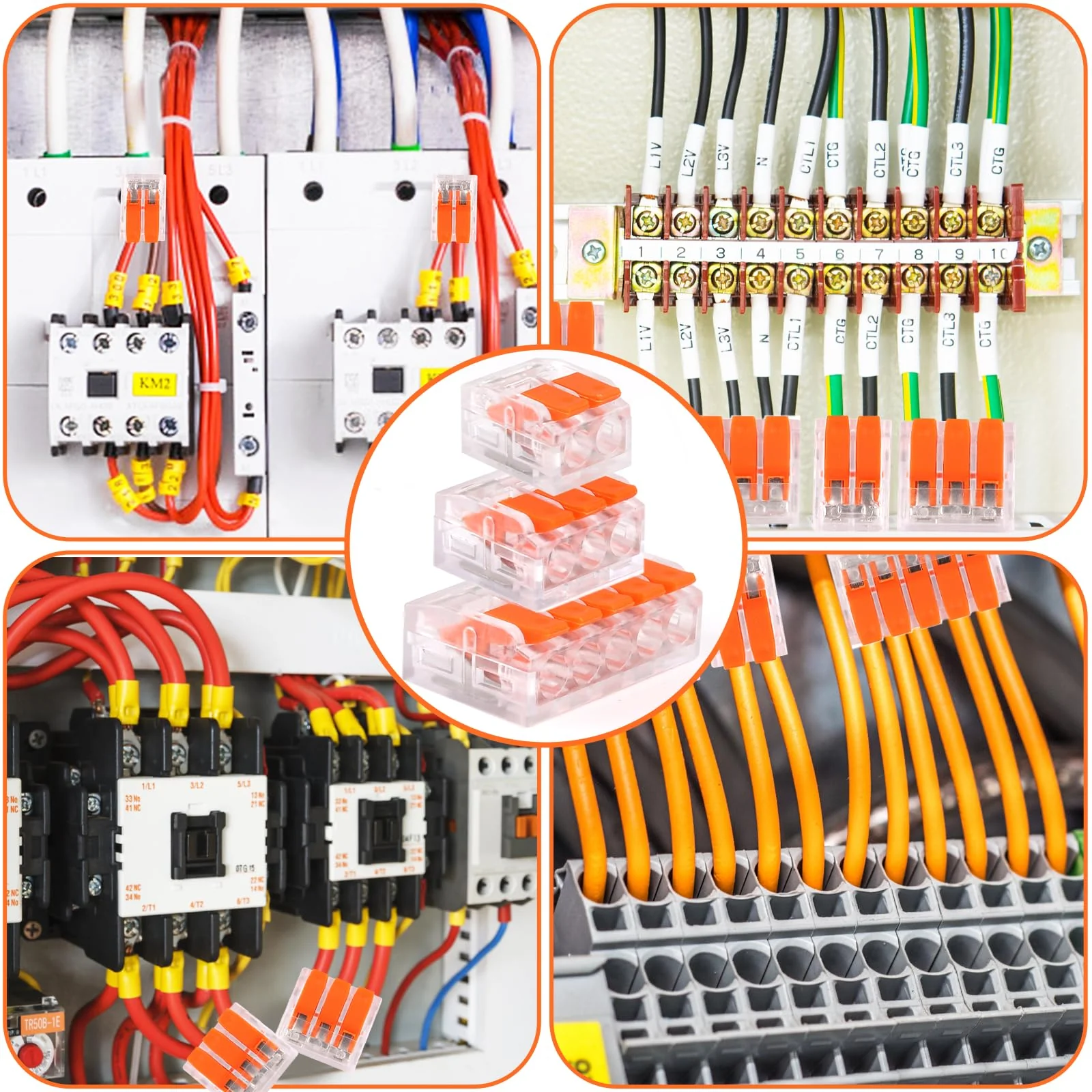 Cable Connector Cable Clamps Electric, Pack of 60 Connection Clamps Clamp with Actuation Lever, 4 mm² Conductor Clamp Lustre Terminals Connection Clamp Can Be Combined for Fixed Cable 2-3-5 Conductors orange - Image 7