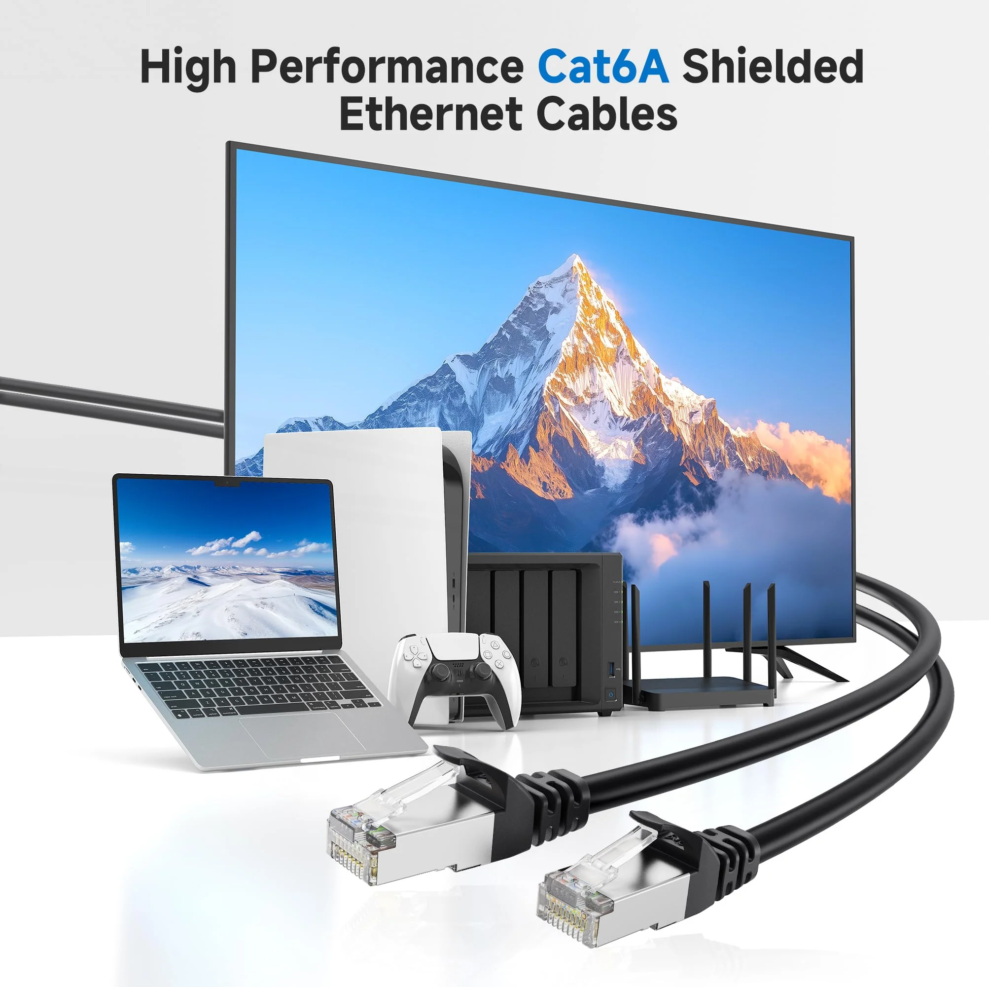Cable Matters 10Gbps Snagless Long Shielded Cat6A Ethernet Cable 50 ft (SSTP, SFTP Shielded Ethernet Cable, Shielded Cat6 Cable, Cat 6 Shielded Network Cable) in Black - Image 2