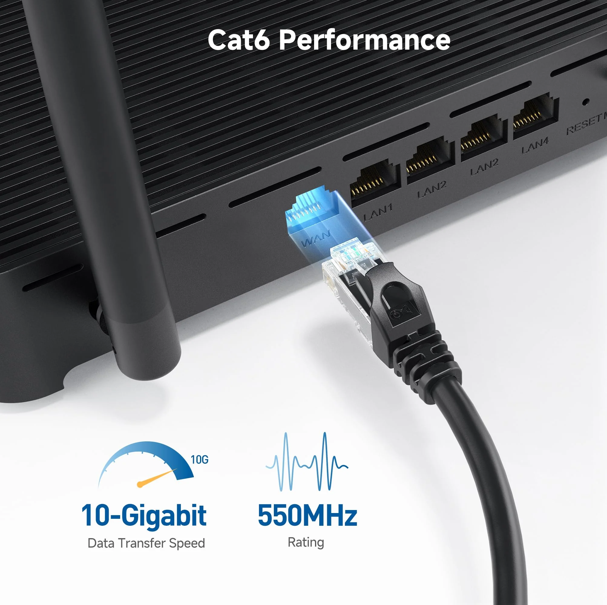 Cable Matters 10Gbps Snagless Short Cat 6 Ethernet Cable 7 ft (Cat 6 Cable, Cat6 Cable, Internet Cable, Network Cable) in Black - Image 3
