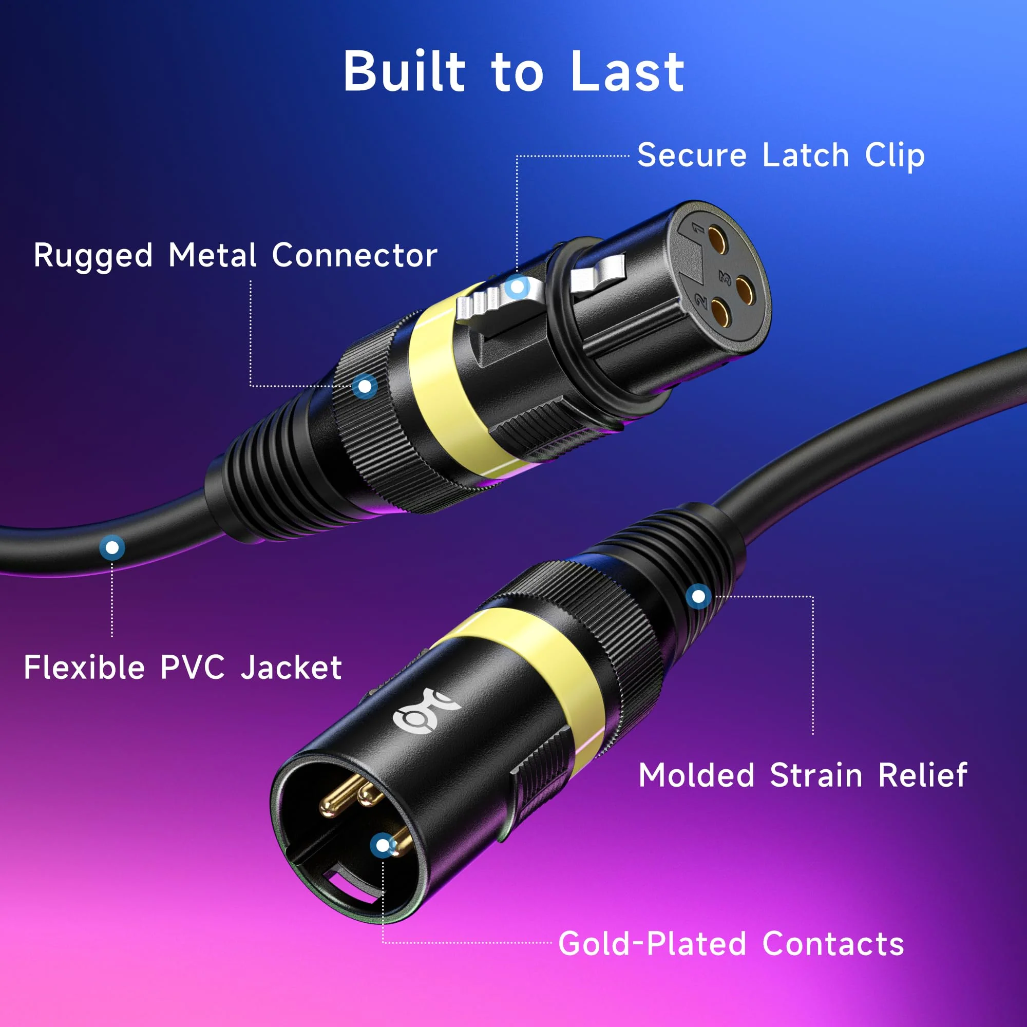 Cable Matters 2-Pack 22AWG Stage Light DMX Cable 25ft / 7.6m with 3-Pin XLR Connector, 3 Pin XLR Male to Female DMX Lighting Cable 25 Feet - Image 5