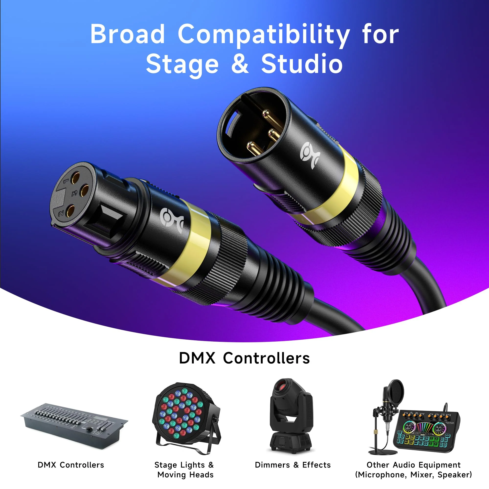 Cable Matters 2-Pack 22AWG Stage Light DMX Cable 25ft / 7.6m with 3-Pin XLR Connector, 3 Pin XLR Male to Female DMX Lighting Cable 25 Feet - Image 6