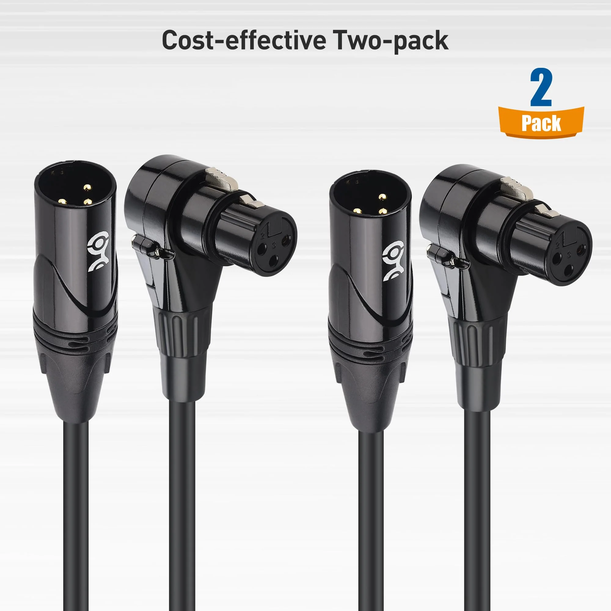 Cable Matters 2-Pack Right Angle XLR Cable, XLR Microphone Cable - 10ft, Oxygen-Free Copper (OFC) Microphone Right Angle Cord, Mic Cord, Black - Image 7