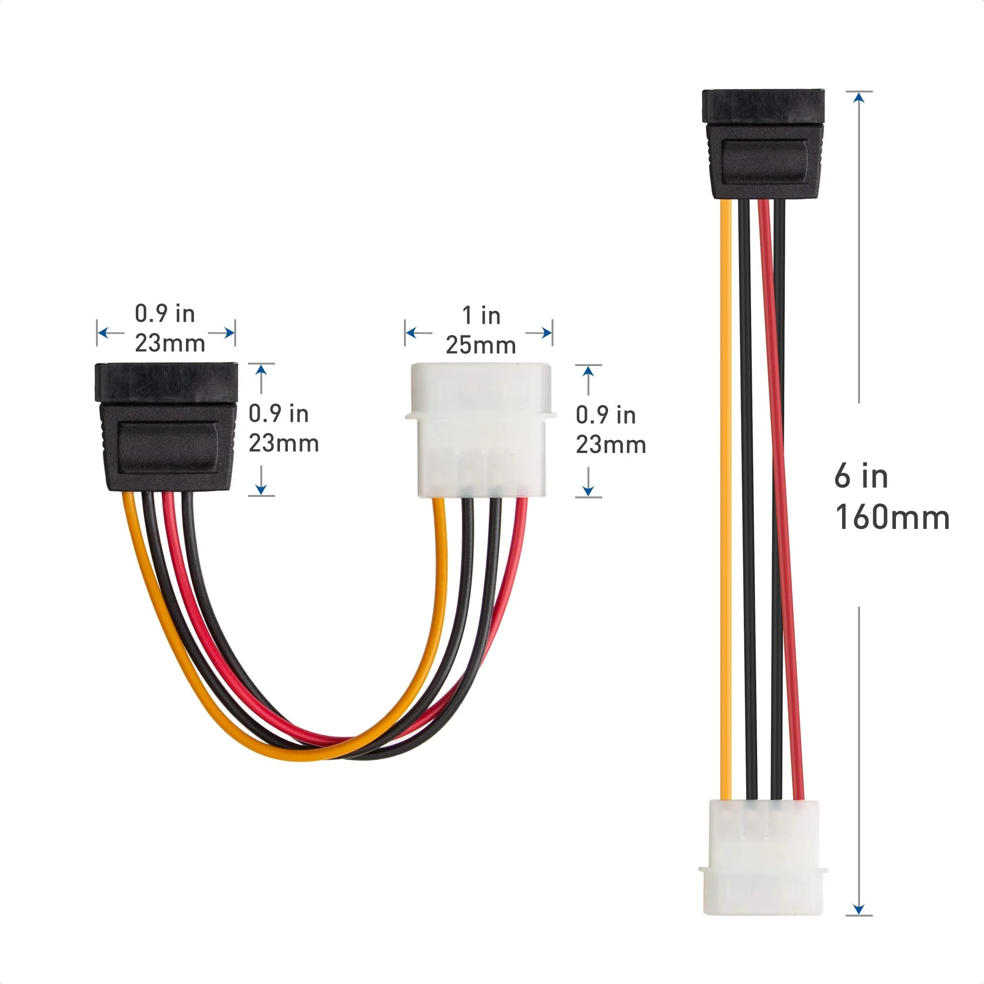 Cable Matters 3-Pack 4 Pin Molex to SATA Power Cable (SATA to Molex) - 6 Inches - Image 6