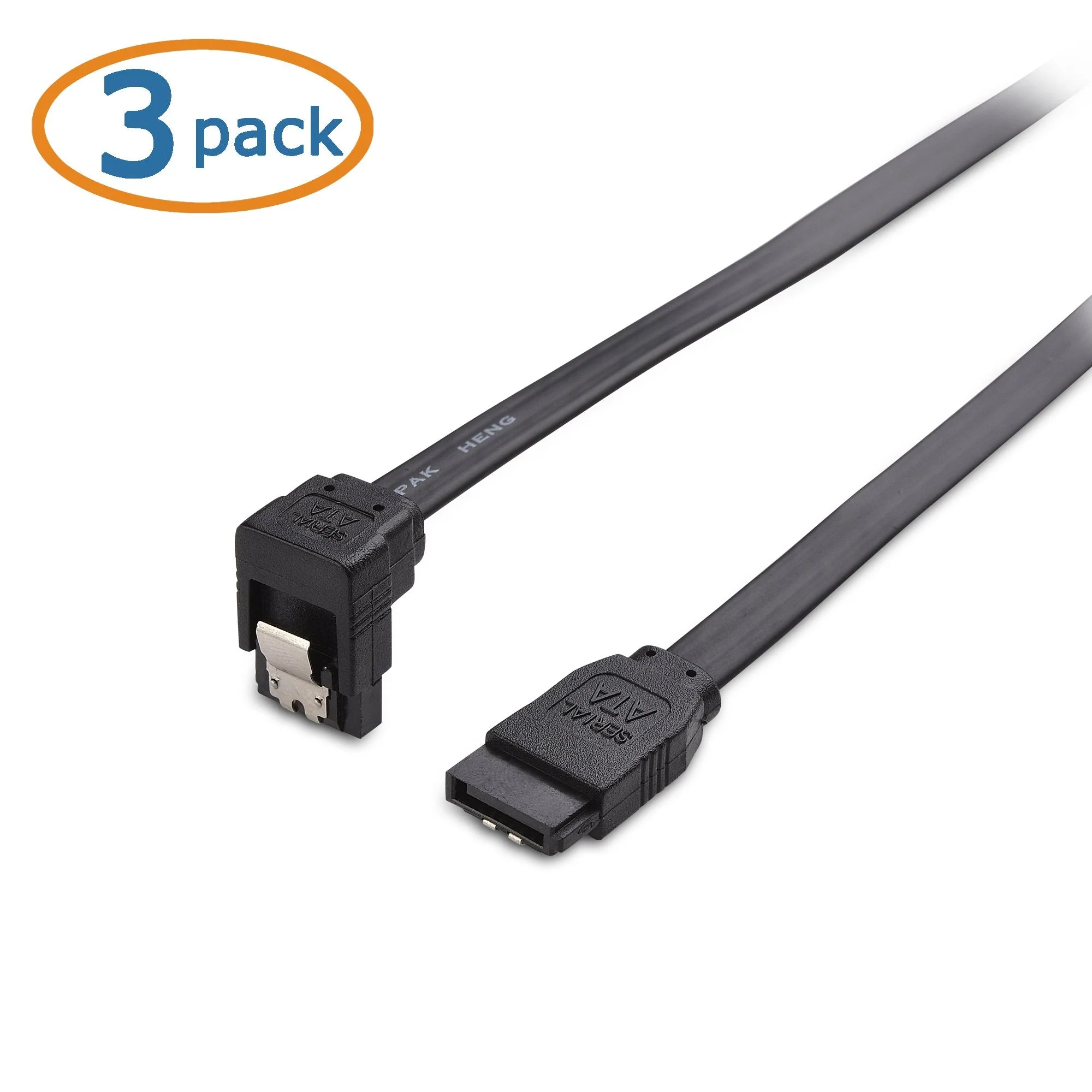 Cable Matters 3-Pack 90 Degree Right Angle SATA III 6.0 Gbps SATA Cable (SATA 3 Cable) Black - 18 Inches - Image 2