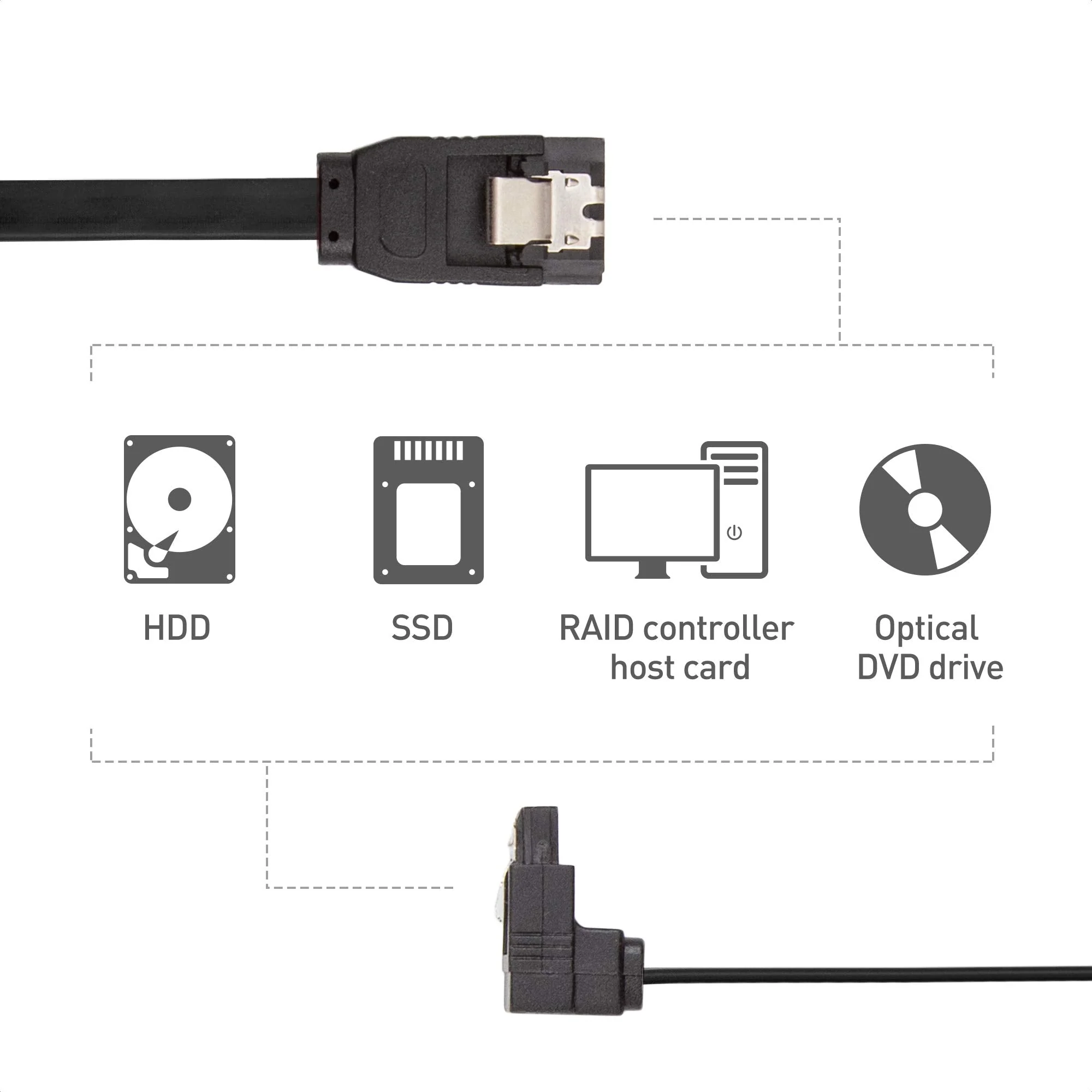 Cable Matters 3-Pack 90 Degree Right Angle SATA III 6.0 Gbps SATA Cable (SATA 3 Cable) Black - 18 Inches - Image 5
