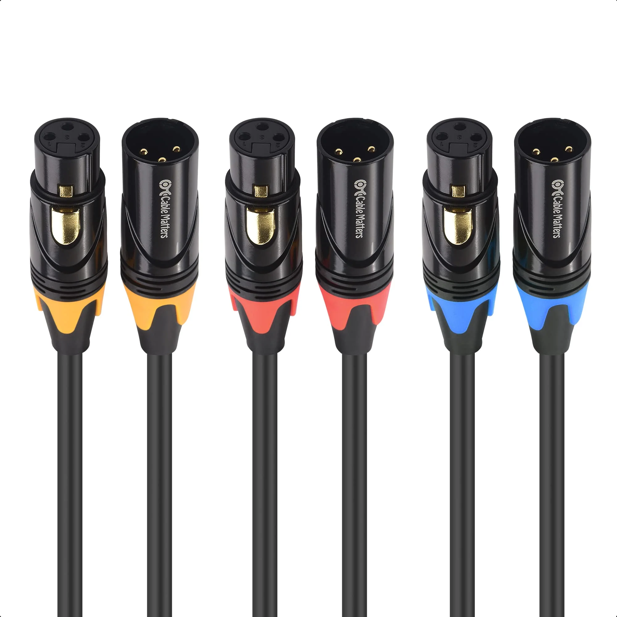 Cable Matters 3-Pack Color-Coded Premium Shielded XLR Cables - 6ft, Oxygen-Free Copper (OFC) XLR Microphone Cable Male to Female, Black 6 Feet - Image 8