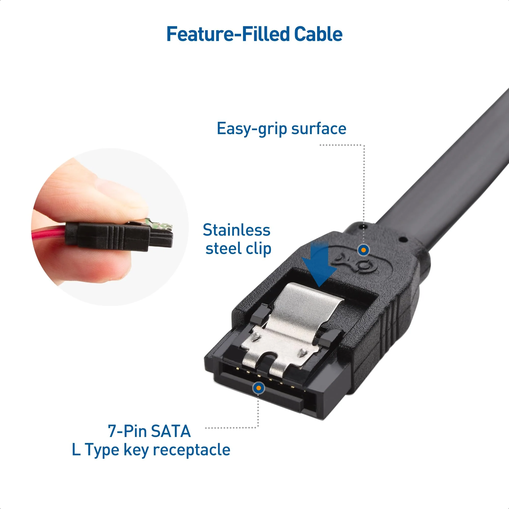 Cable Matters 3-Pack SATA III 6.0 Gbps SATA Cable 18 Inches (SATA Cable for SSD, SATA SSD Cable, SATA 3 Cables) Black - Image 4