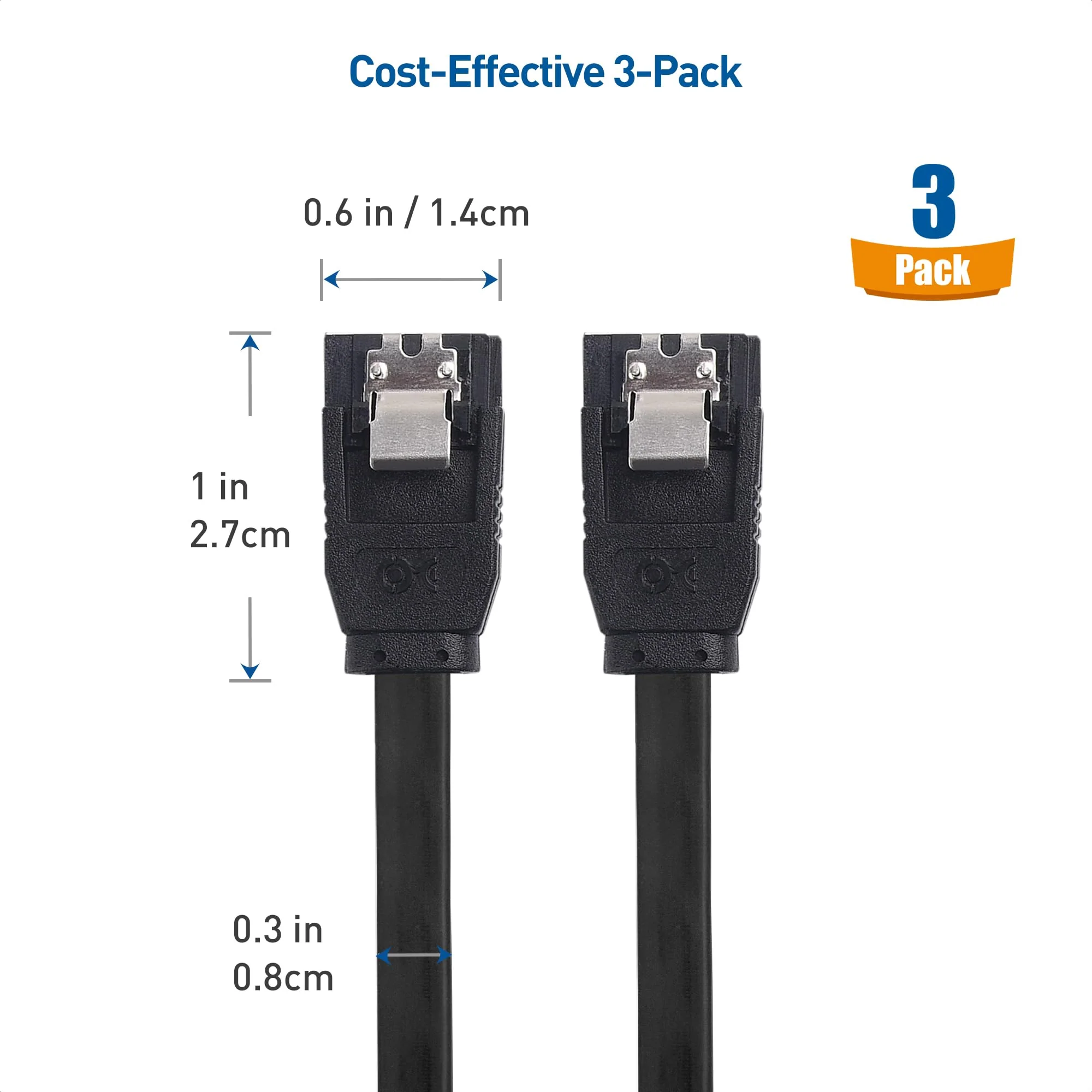 Cable Matters 3-Pack SATA III 6.0 Gbps SATA Cable 18 Inches (SATA Cable for SSD, SATA SSD Cable, SATA 3 Cables) Black - Image 7