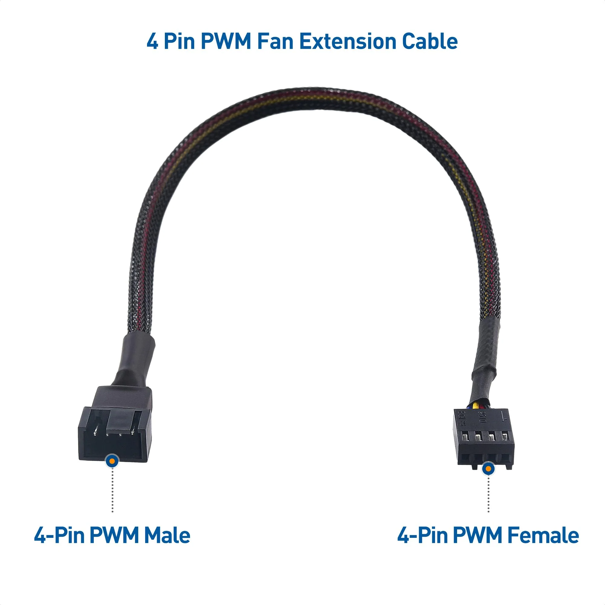 Cable Matters 4-Pack, PWM 4 Pin Fan Extension Cable - 12 inches (PC Fan Extension Cable, PWM Fan Extension Cable, PWM Extension Cable) - Image 2