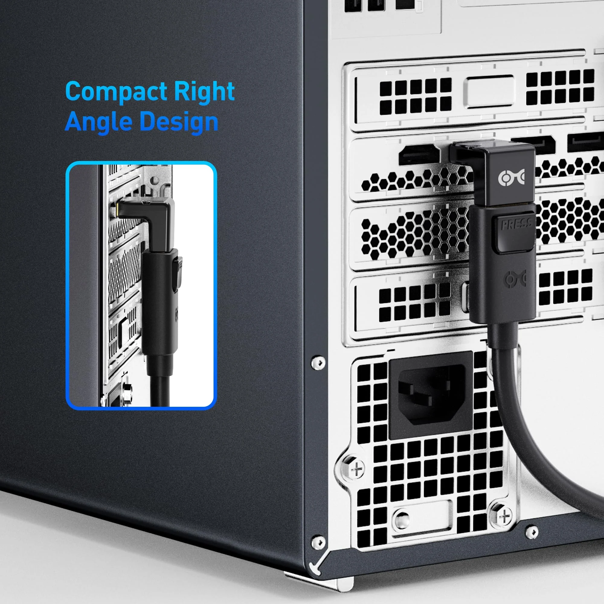 Cable Matters 4K@240Hz Right Angle DisplayPort 1.4 Adapter (8K DisplayPort 90 Degree Adapter, Right Angle Display Port Adapter) in Black - Image 2