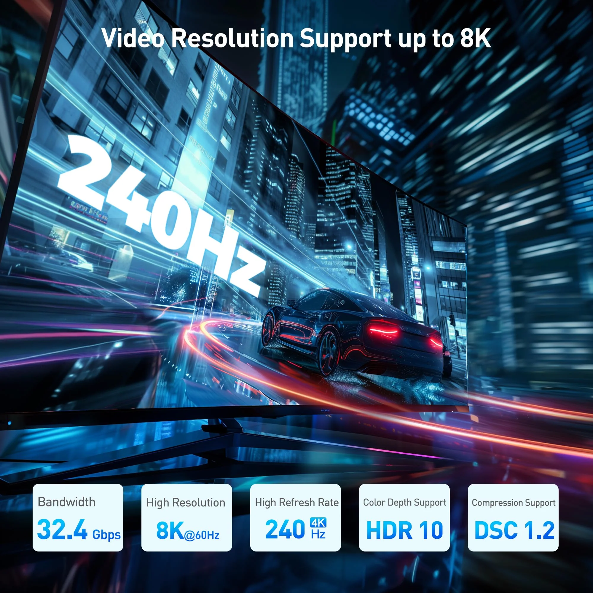 Cable Matters 4K@240Hz Right Angle DisplayPort 1.4 Adapter (8K DisplayPort 90 Degree Adapter, Right Angle Display Port Adapter) in Black - Image 3