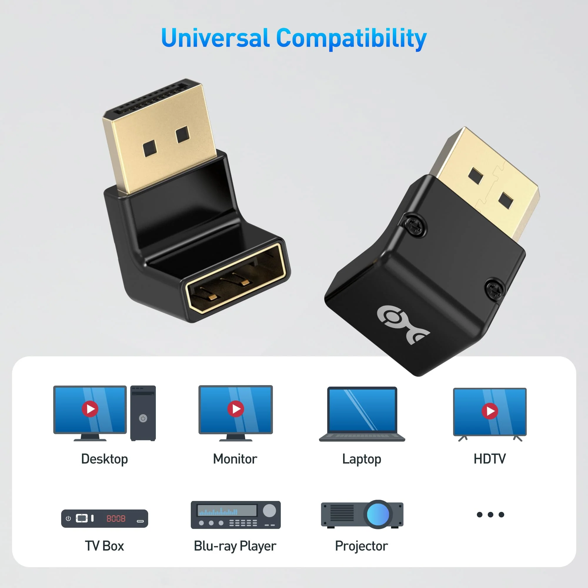 Cable Matters 4K@240Hz Right Angle DisplayPort 1.4 Adapter (8K DisplayPort 90 Degree Adapter, Right Angle Display Port Adapter) in Black - Image 6