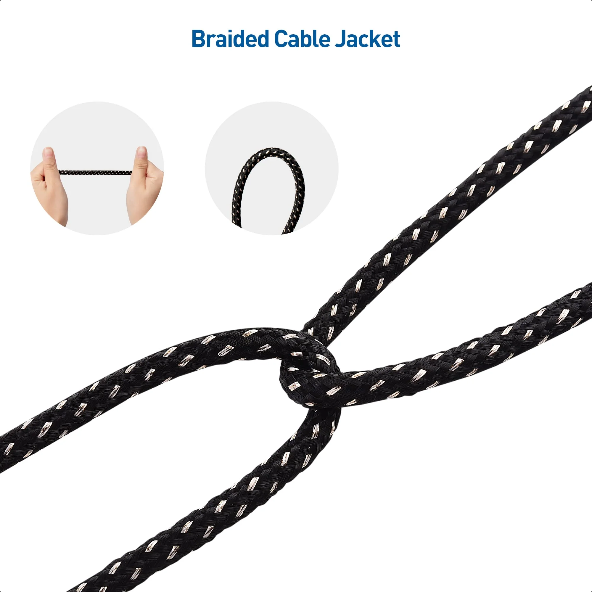 Cable Matters 8-Pack 6 Inches Braided Guitar Patch Cable (Guitar Effect Pedal Cables) with Gold-Plated Connectors in Black - Image 6
