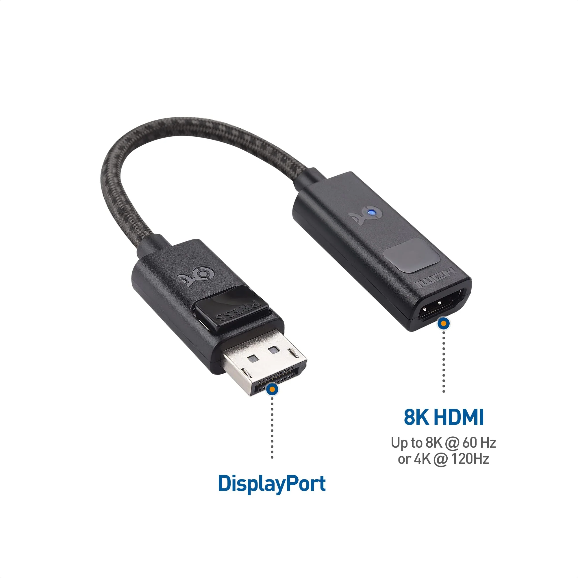 Cable Matters 8K DisplayPort 1.4 to HDMI 2.1 Adapter with 4K 120Hz / 8K 60Hz, 48 Gbps Unidirectional DisplayPort to HDMI 2.1 Cable Adapter in Black, Support for RTX 3080/3090, RX 6800/6900 and More - Image 2