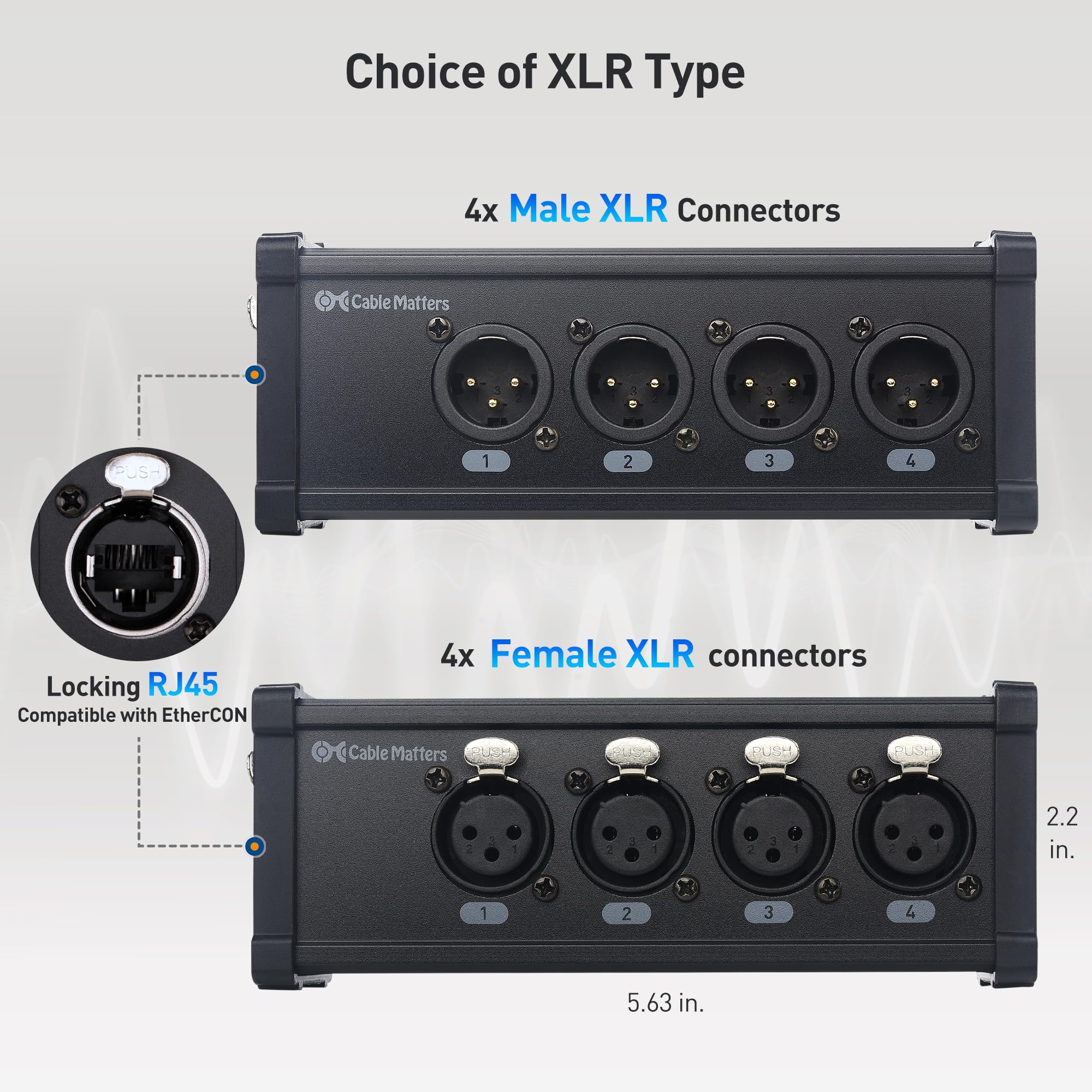 Cable Matters Multi Network XLR Cable 4 Channel Breakout Kit Pair with 2 Boxes (XLR Splitter Boxes Pair with 4X Male Box and 4X Female Box) Compatible with EtherCON Connector, Black - Image 2