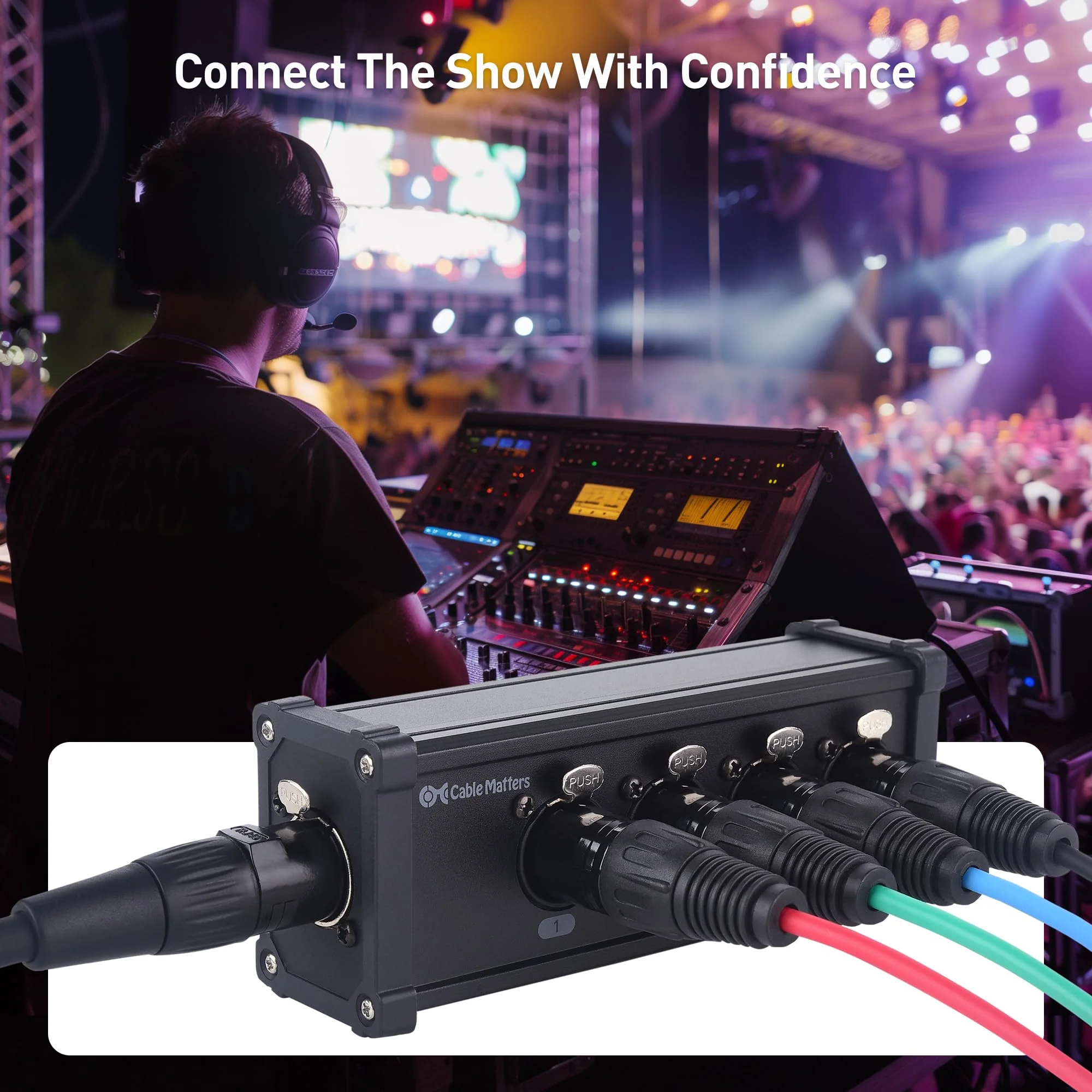 Cable Matters Multi Network XLR Cable 4 Channel Breakout Kit Pair with 2 Boxes (XLR Splitter Boxes Pair with 4X Male Box and 4X Female Box) Compatible with EtherCON Connector, Black - Image 5