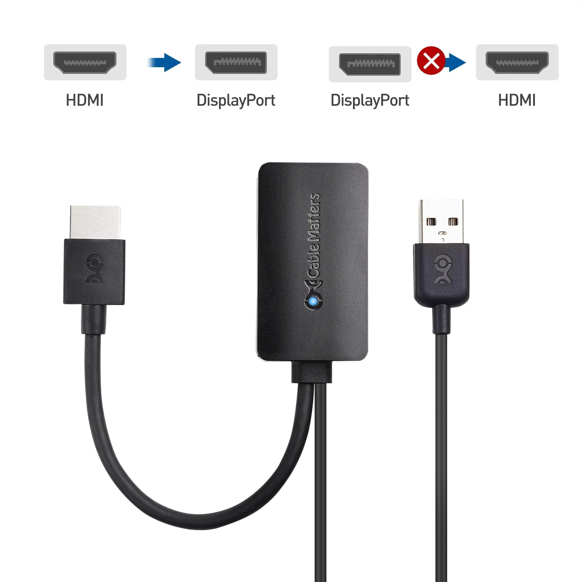 Cable Matters Uni-Directional HDMI to DisplayPort Adapter for Desktop and Laptop Computers (HDMI 2.0 to DisplayPort 1.2) with 4K 60Hz Video Resolution - Not Compatible with PS5 or Xbox Series X/S - Image 4
