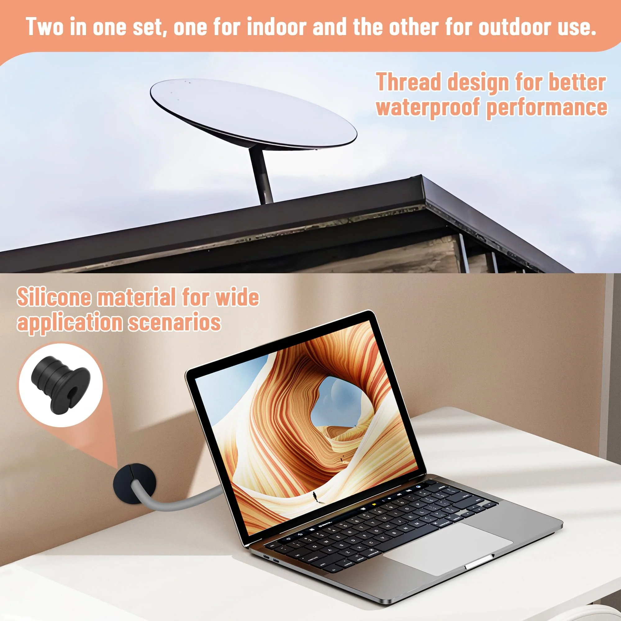 Cable Routing Kit for Starlink for 3/4 inch Wall Hole, Starlink Accessories, Silicone Cable Wall Pass, Starlink Anti-Slip Wall Grommets for Cables (3/4 inch) 2 Pcs - Image 6