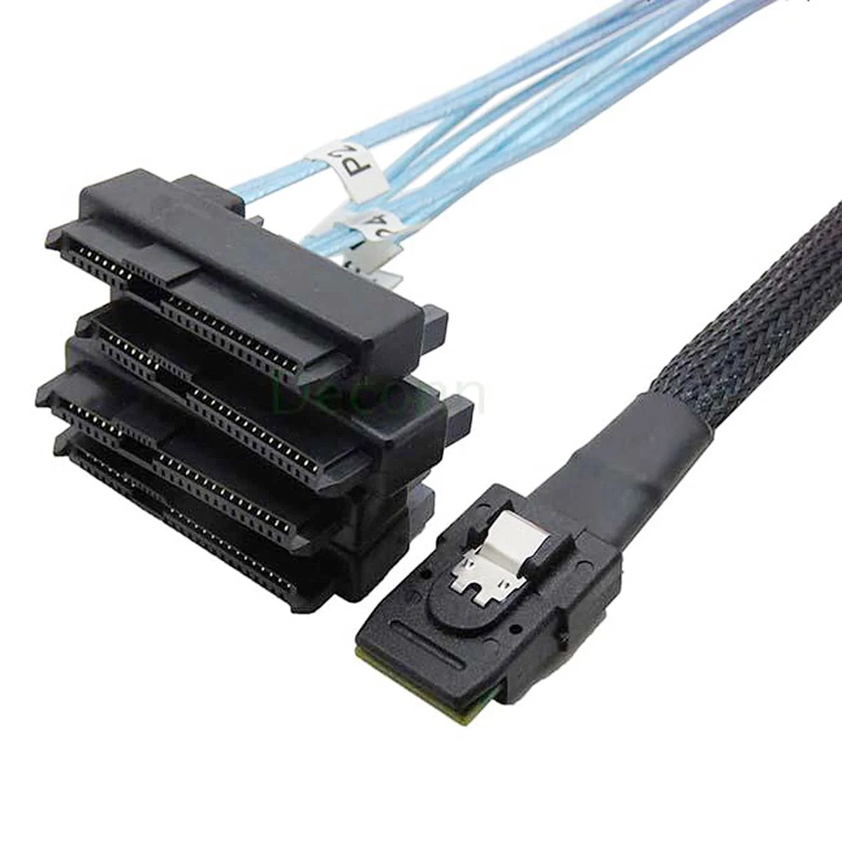 Cablecc Internal 36 Pin Mini SAS SFF-8087 Host to 4 SFF-8482 Target SAS Hard Disk and SATA Power Cable 100cm - Image 2