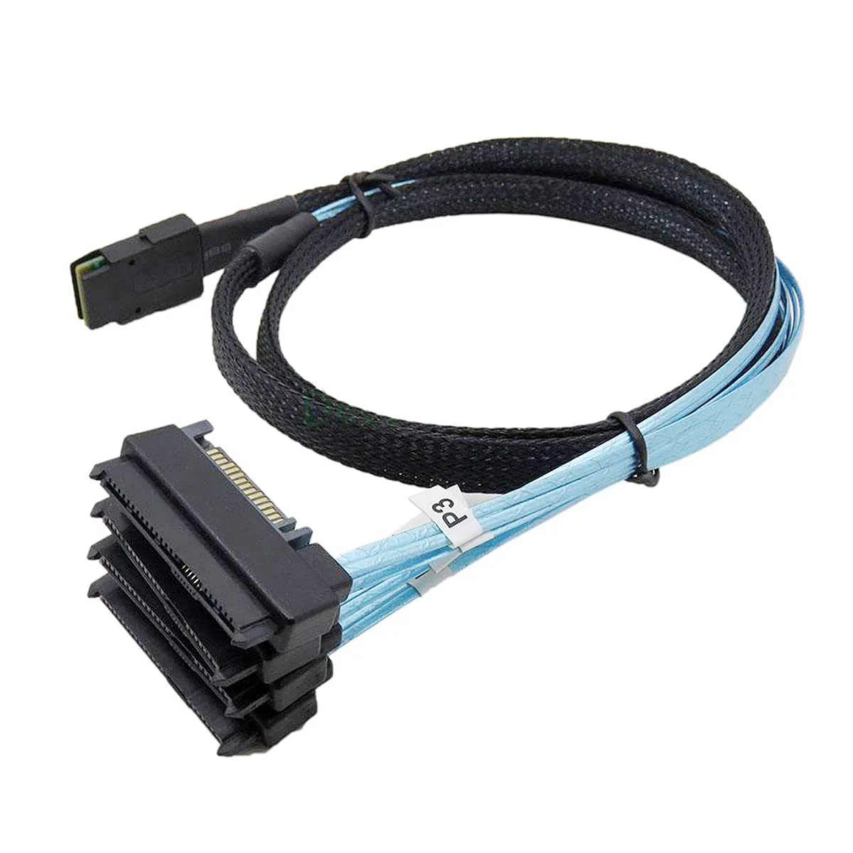 Cablecc Internal 36 Pin Mini SAS SFF-8087 Host to 4 SFF-8482 Target SAS Hard Disk and SATA Power Cable 100cm - Image 7