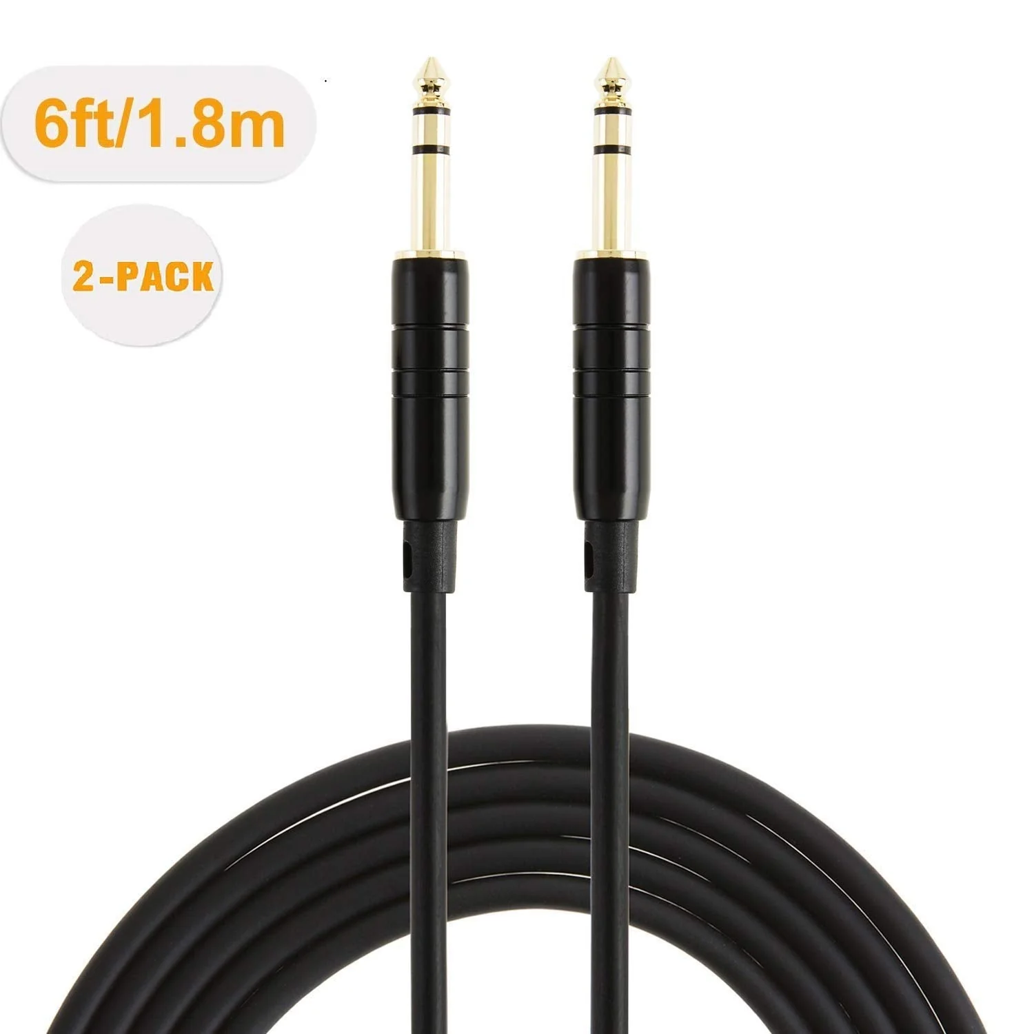 CableCreation 1/4’’ TRS Cable, [2-Pack 6FT] 1/4 Inch to 1/4 Inch 6.35mm Balanced Stereo Audio Cable for Studio Monitors,Mixer,Yamaha Speaker/Receiver,Black 6 Feet 2 - Image 6