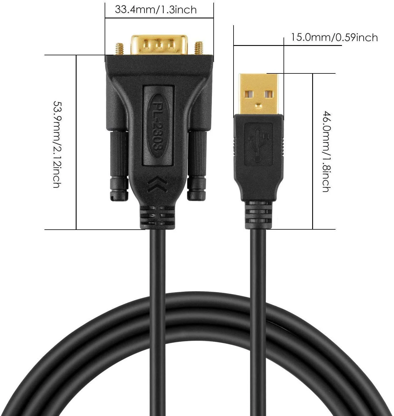 CableCreation 3.3 Feet USB to RS232 Serial Cable with Prolific PL2303 Chip, DB9 Adapter for Windows 10, 8.1, 8,7, Vista, XP, Linux, Mac OS X, 1M /Black 3.3ft/1-pack - Image 2