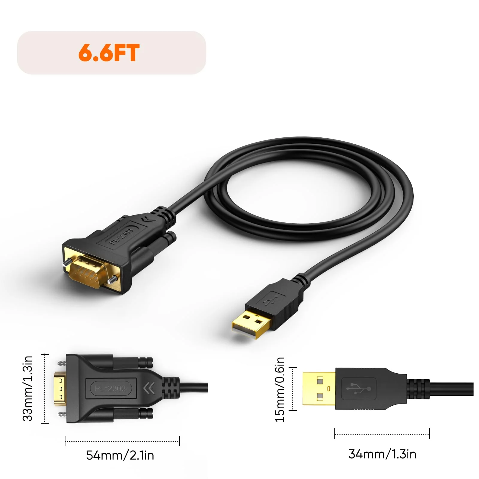 CableCreation 6.6 Feet USB to RS232 Adapter with PL2303 Chipset, Gold Plated USB 2.0 to DB9 Serial Converter Cable Support Cashier Register, Modem, Scanner, Digital Cameras,CNC etc, 2M /Black 6.6FT 1 - Image 8