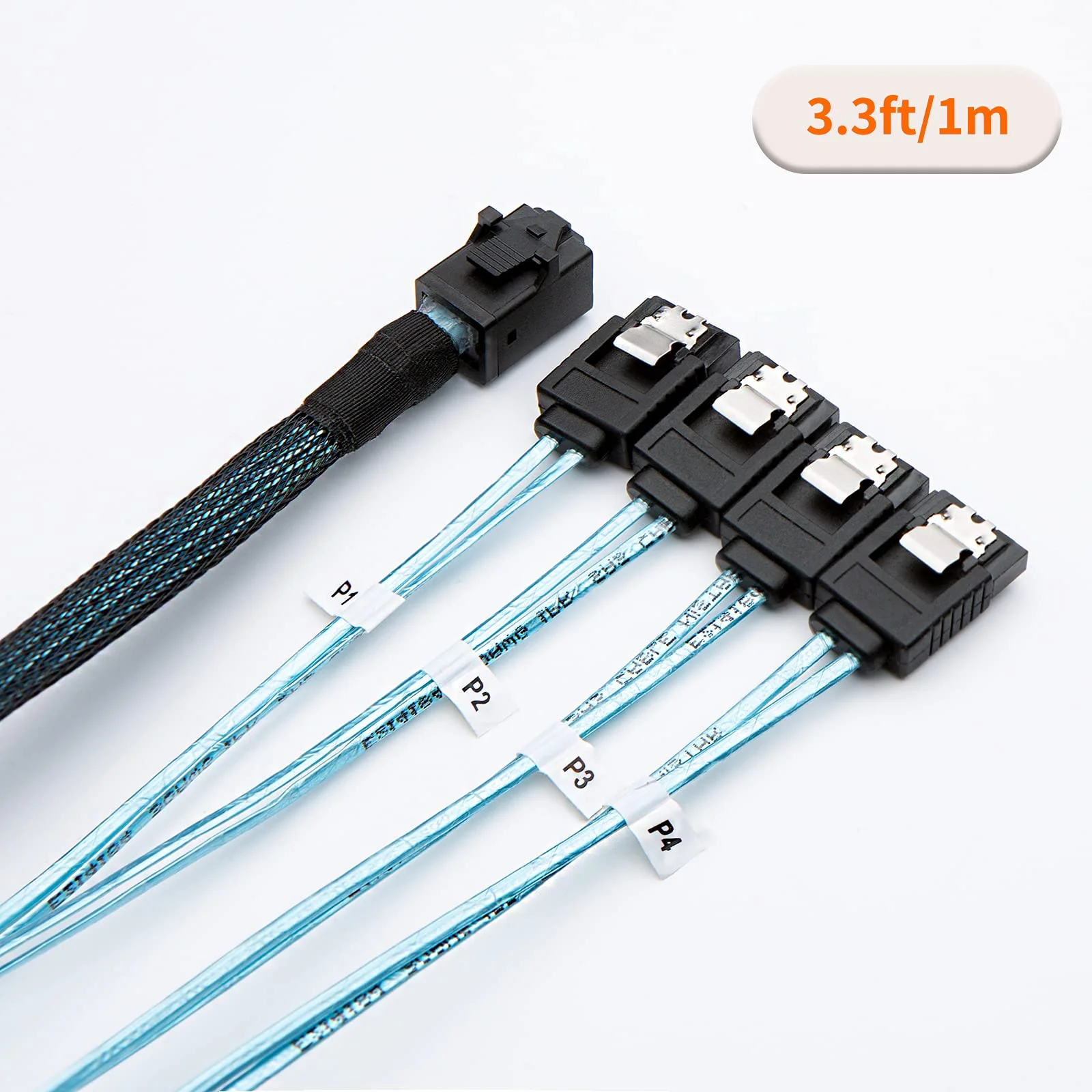 CableCreation Internal HD Mini SAS (SFF-8643 Host) - 4X SATA (Target) Cable,SFF-8643 to 4X SATA Cable, SFF-8643 for Controller, 4 Sata Connect to Hard Drive, 1M / 3.3FT 3.3FT/1.0M Black 1 - Image 7