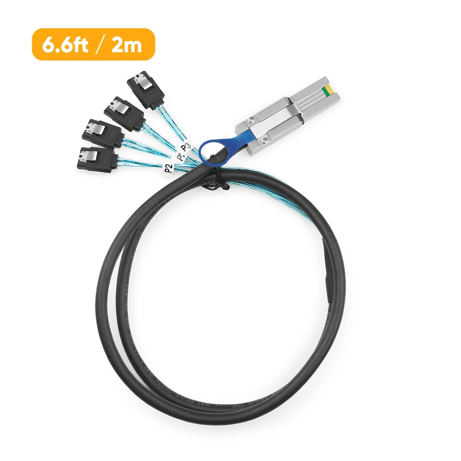 CableCreation Mini SAS 26Pin (SFF-8088) Male to 4 SATA 7Pin Female Cable, Mini SAS Host/Controller to 4 SATA Target/Backplane, 2M / 6.6FT - Image 6