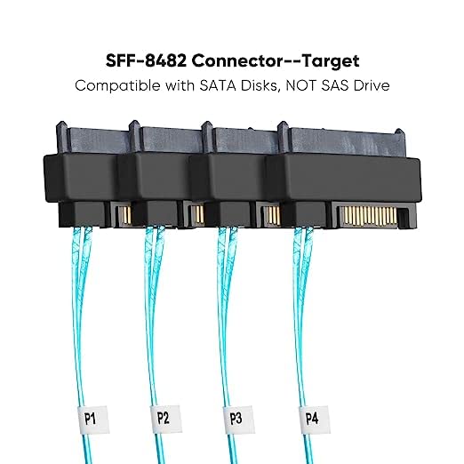 CableCreation Mini SAS Cable with SATA Power(2PACK), Internal Mini SAS 36 Pin to 4 x 29 Pin Cord with SATA Power, SFF-8087 to SFF-8482 Cable, 3.3 FT 2 - Image 3