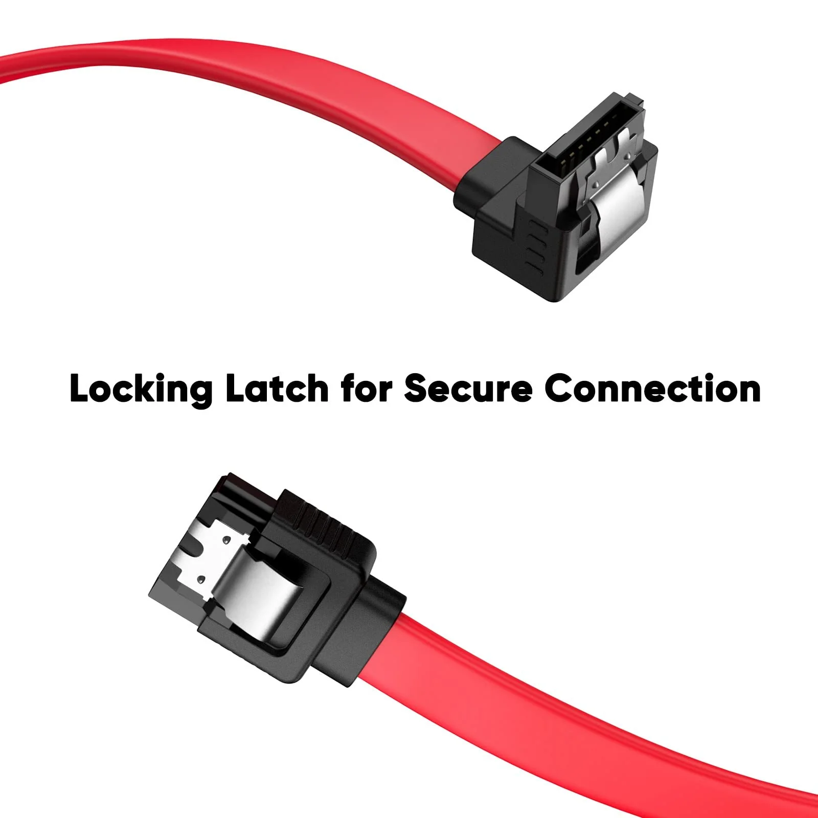 CableCreation SATA III Cable, [2-Pack] 8-Inch/0.6FT SATA III 6.0 Gbps 7pin Female to Downward Right Angle Female Data Cable with Locking Latch, Support for 2.5'' SSD,3.5''HDD Drive, Red 0.6FT 2-Pack/Straight-Angle - Image 4