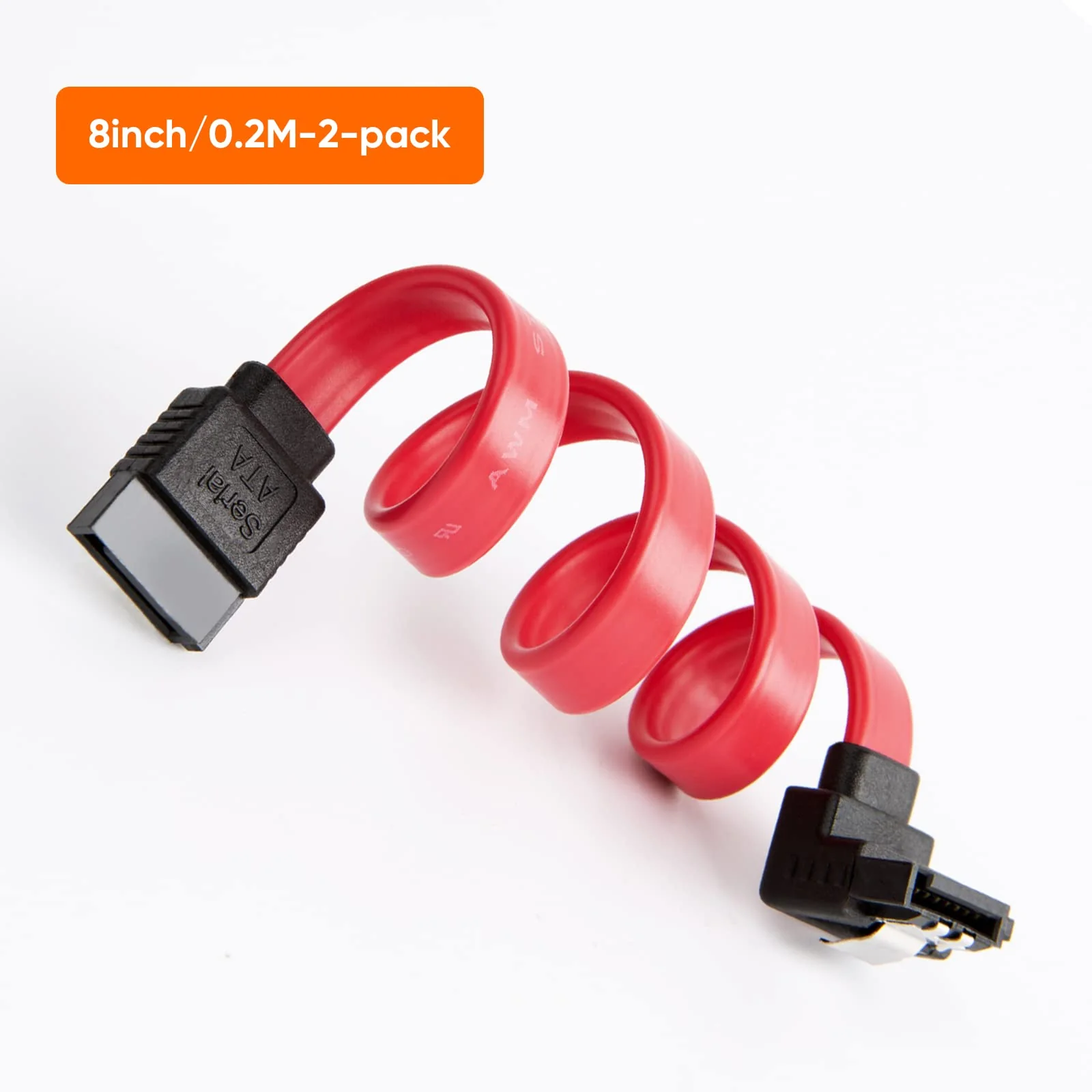CableCreation SATA III Cable, [2-Pack] 8-Inch/0.6FT SATA III 6.0 Gbps 7pin Female to Downward Right Angle Female Data Cable with Locking Latch, Support for 2.5'' SSD,3.5''HDD Drive, Red 0.6FT 2-Pack/Straight-Angle - Image 7