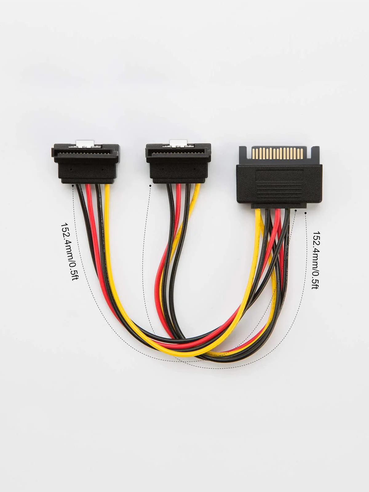 CableCreation SATA Power Cable, [2-Pack] 6-Inch SATA 15 Pin Male to 2xSATA 15 Pin Down Angle Female Power Splitter Cable - Image 7