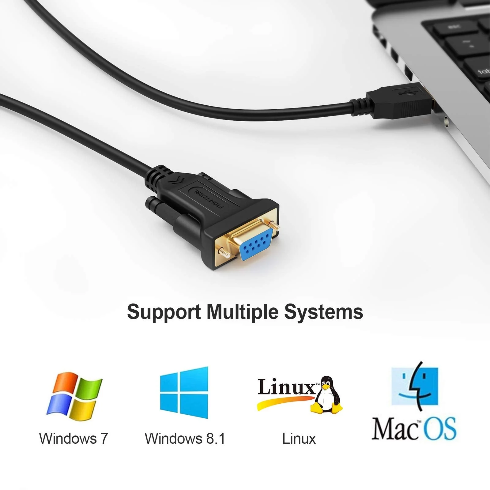 CableCreation USB to RS232 Serial Adapter (FTDI Chip), 6.6 Feet USB to DB9 Female Converter Cable for Windows 11, 10, 8.1, 8, 7, Vista, XP, Linux and Mac OS X, macOS, 2 Meters/Black 6.6FT / 2M FTDI Chipset - Image 5