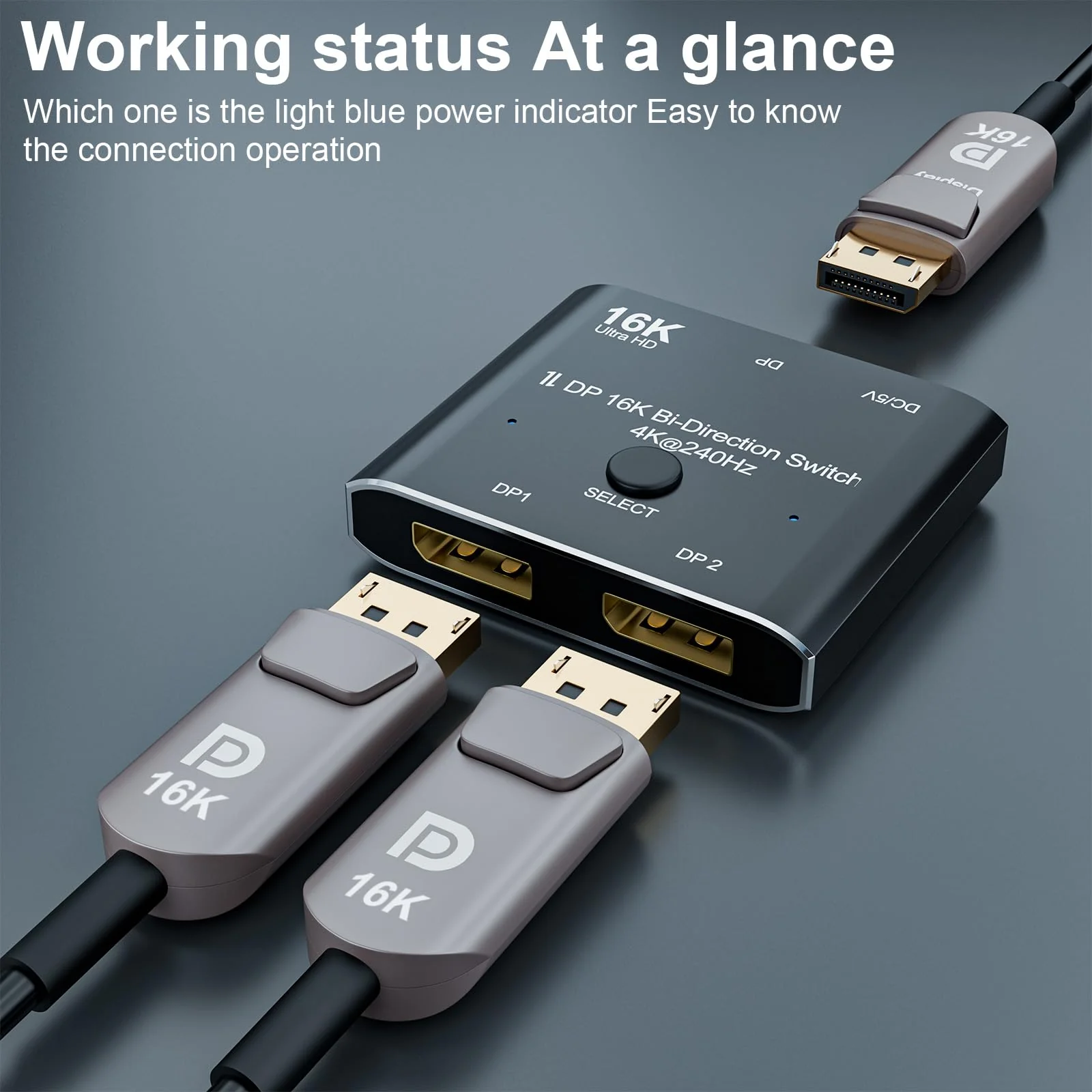CABLEDECONN DisplayPort 2.1 8K 10K 16K DP Video Switch Bi-Direction Ultra HD 8K@120Hz 4K@240Hz Splitter Converter for Multiple Source and displays dp 16k switch 2x1 - Image 3