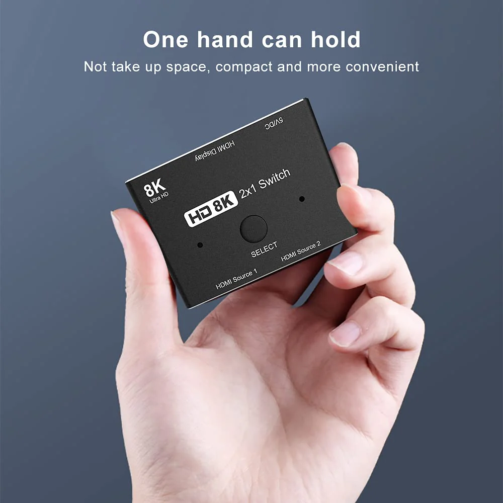 CABLEDECONN HDMI 2.1 Ultra HD 8K High Speed 48Gbps Directional Switch Adapter 2in 1out 8K@60Hz 4K@120Hz Converter Compatible with XBOX PS5 Projectors Monitors - Image 3