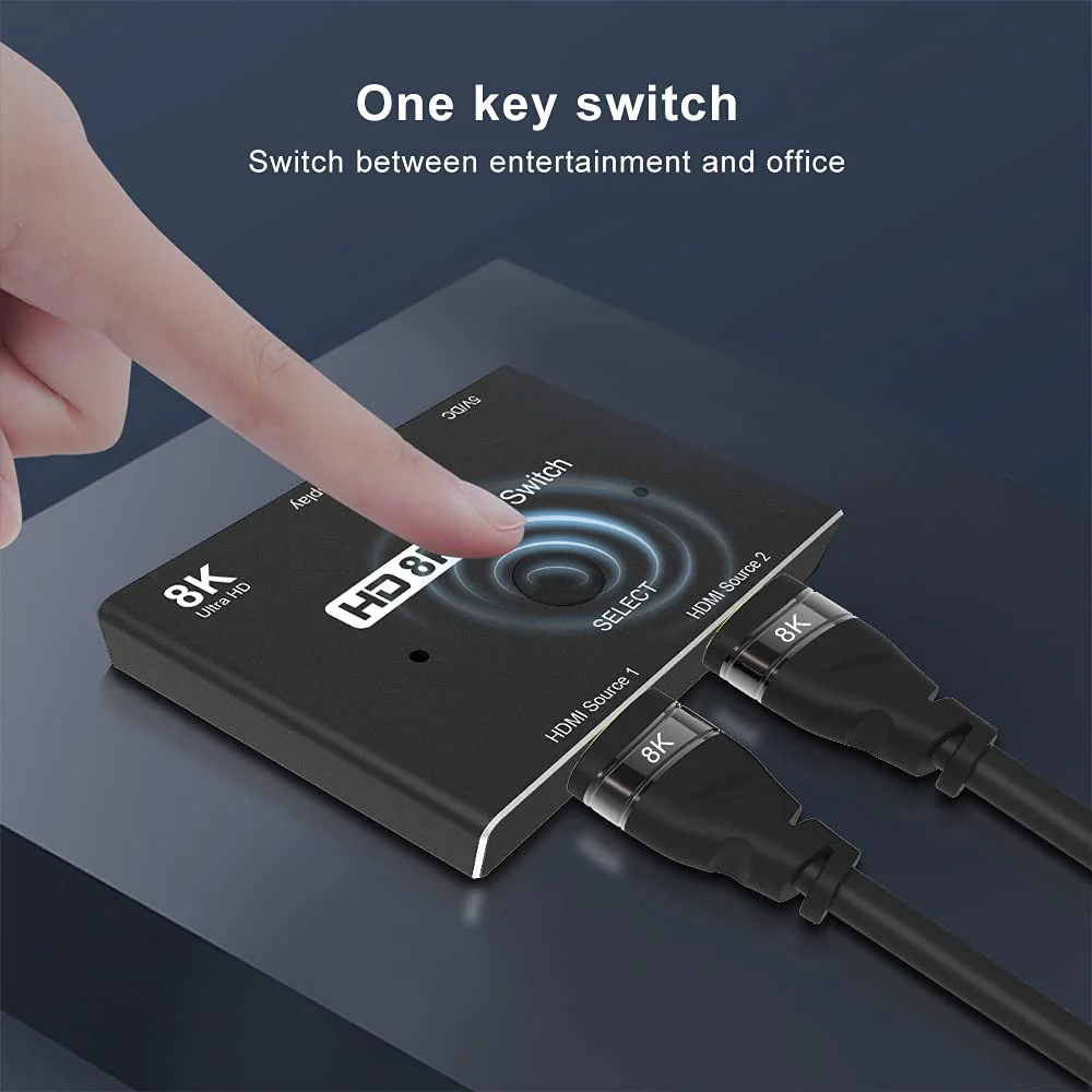 CABLEDECONN HDMI 2.1 Ultra HD 8K High Speed 48Gbps Directional Switch Adapter 2in 1out 8K@60Hz 4K@120Hz Converter Compatible with XBOX PS5 Projectors Monitors - Image 6