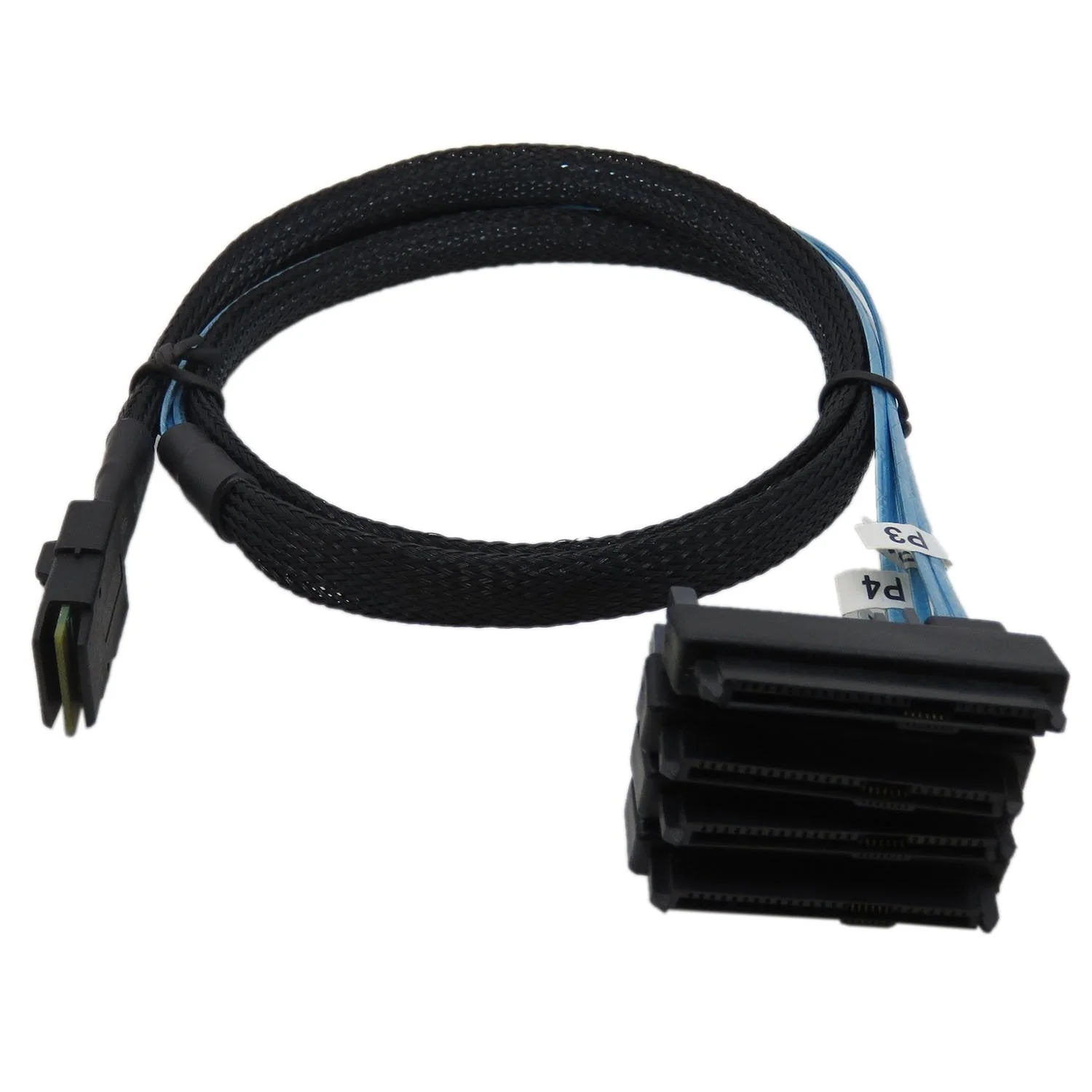CableDeconn Mini SAS 36 SFF-8087 to (4) SFF-8482 Connectors with SATA Power 1m 1Meter - Image 4