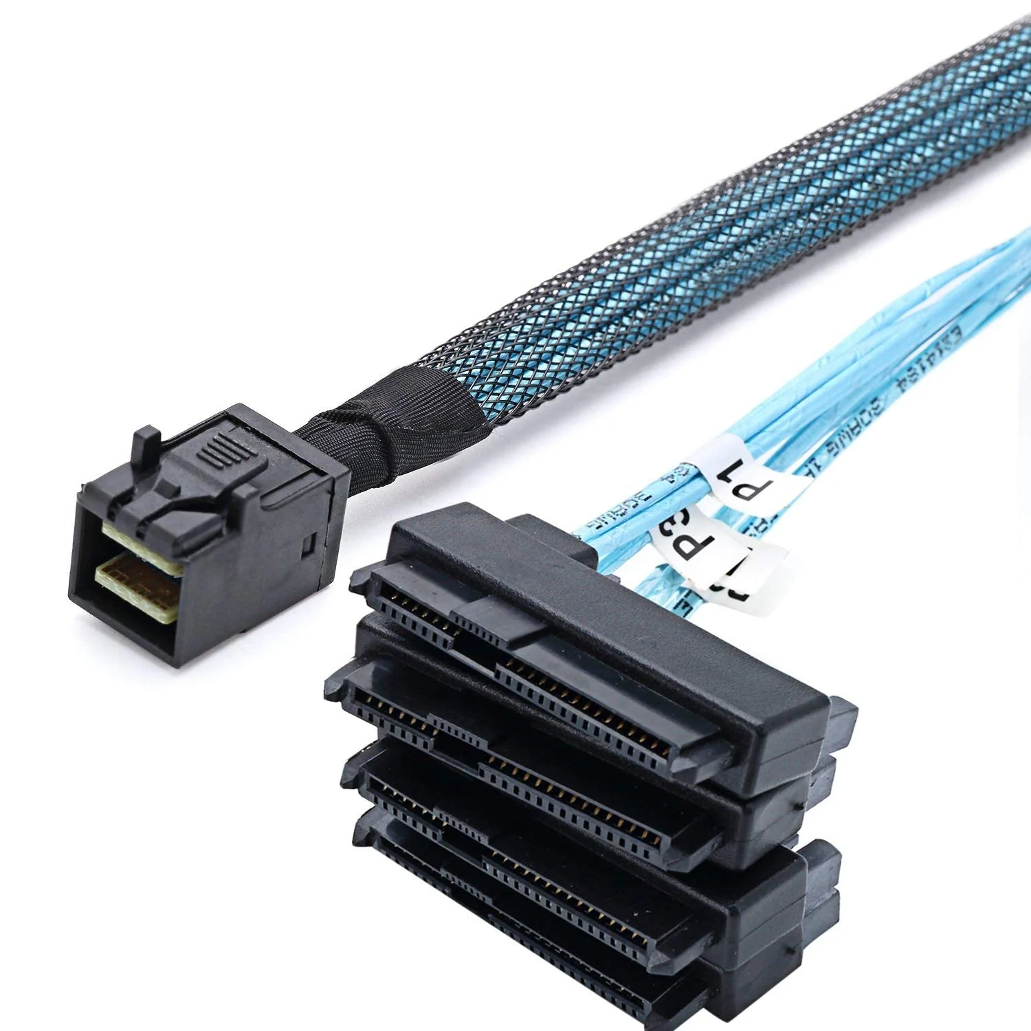 CableDeconn SFF-8643 Internal Mini SAS HD to (4) 29pin SFF-8482 connectors with SAS 15pin Power Port 12GB/S Cable (1M) (H0204) 1m - Image 4