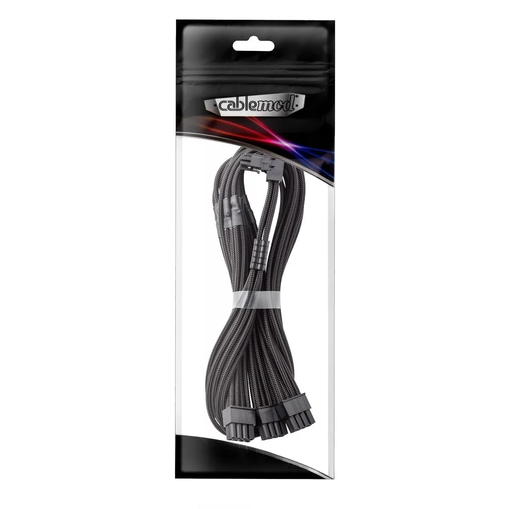 CableMod E-Series Pro ModMesh Sleeved 12VHPWR 90° StealthSense PCI-e Cable for EVGA G/G+ / P/P+ / T - Variant B (Black, 16-pin to Triple 8-pin, 60cm) 16 to 3x8-Pin (Variant B) Black - Image 3