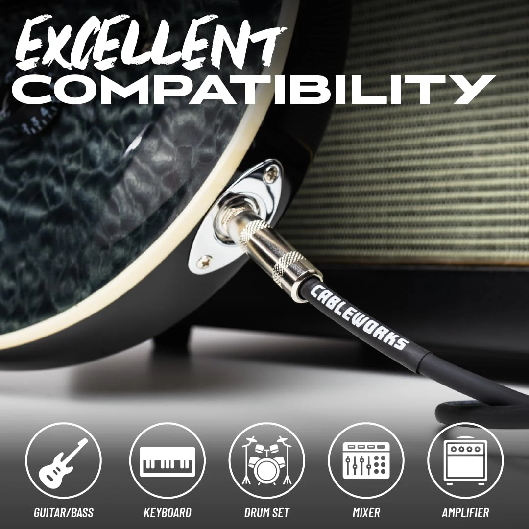 Cableworks by Gator Cases Backline Series 20 Ft Straight to Straight Guitar Instrument Cable (GCWB-INS-20) 20 Feet - Image 4