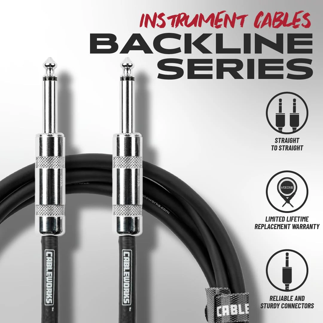 Cableworks by Gator Cases Backline Series 20 Ft Straight to Straight Guitar Instrument Cable (GCWB-INS-20) 20 Feet - Image 5
