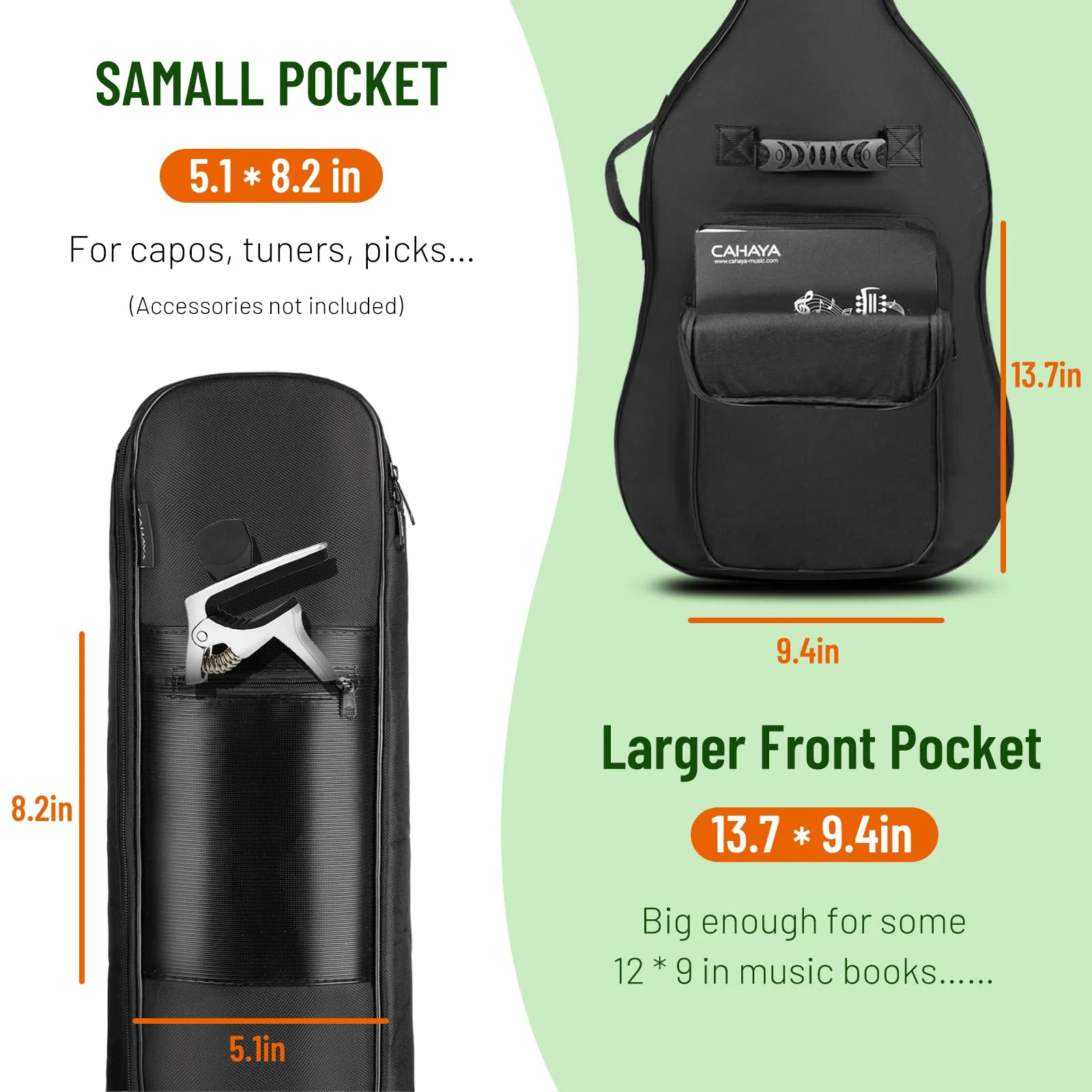 CAHAYA Bass Guitar Bag Gig Bag 0.3in Padding Black Padded Backpack Soft Electric Bass Case Green CY0292 Bass Bag - Image 2